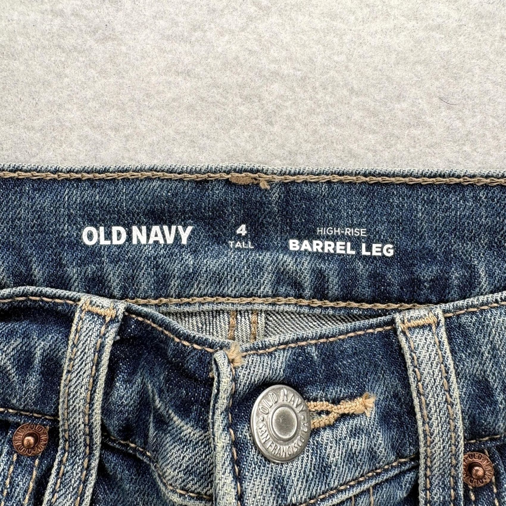 Old Navy Old Navy Womens 4 Tall Blue Relaxed Stretch Barrel Leg Jeans High Rise Denim NWT Size 27" / US 4 / IT 40 - 4 Thumbnail