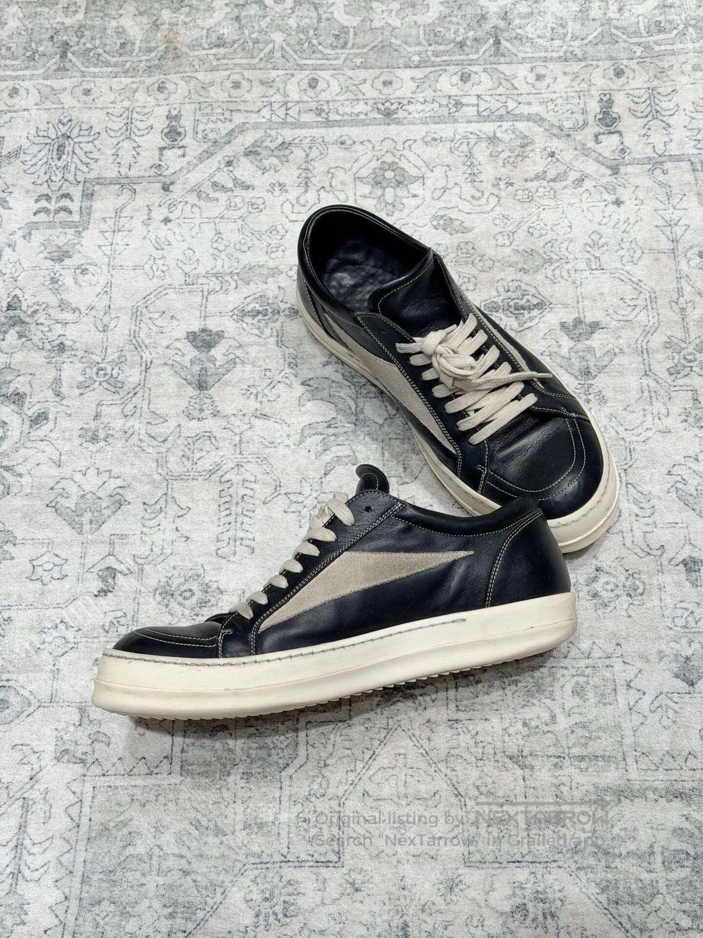 Rick Owens Rick Owens Leather Low-Top Sneakers. Size US 10 / EU 43 - 3 Thumbnail