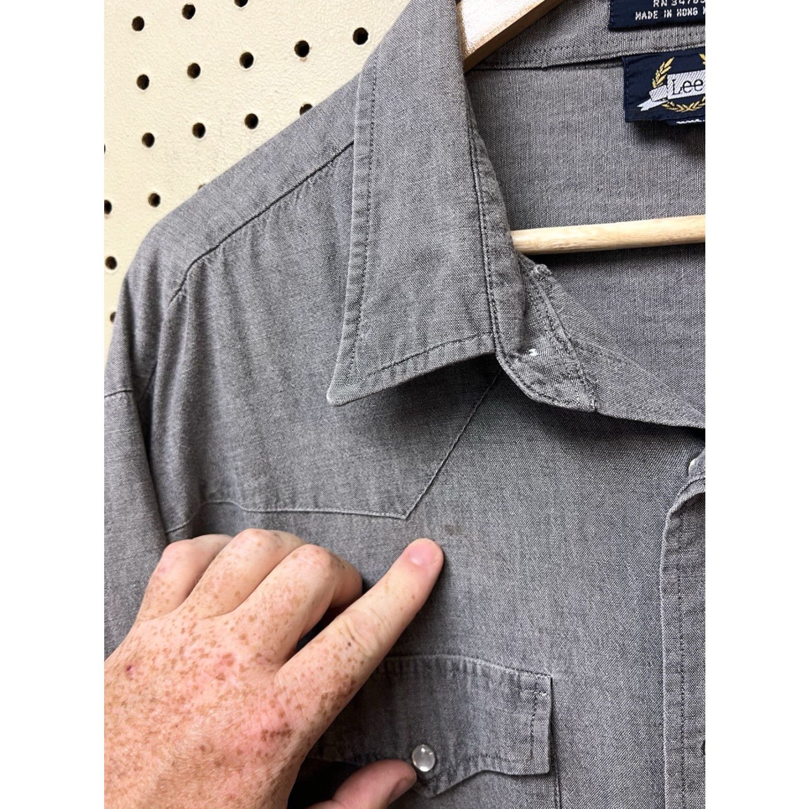 Lee VINTAGE Lee Gray Snaps Shirt Western Long Sleeve 2XL Hong Kong Size US XXL / EU 58 / 5 - 4 Thumbnail