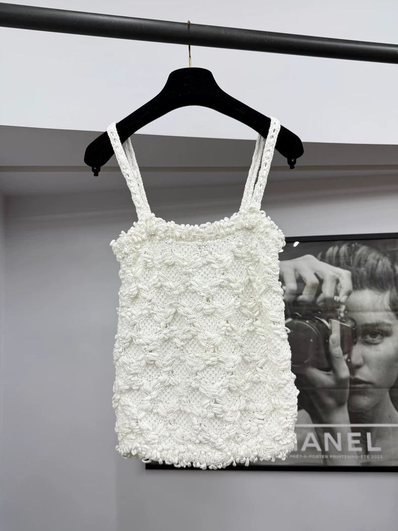 Chanel Chanel 25P white three-dimensional crochet knitted suspend Size XXS / US 00 / IT 34 - 3 Thumbnail