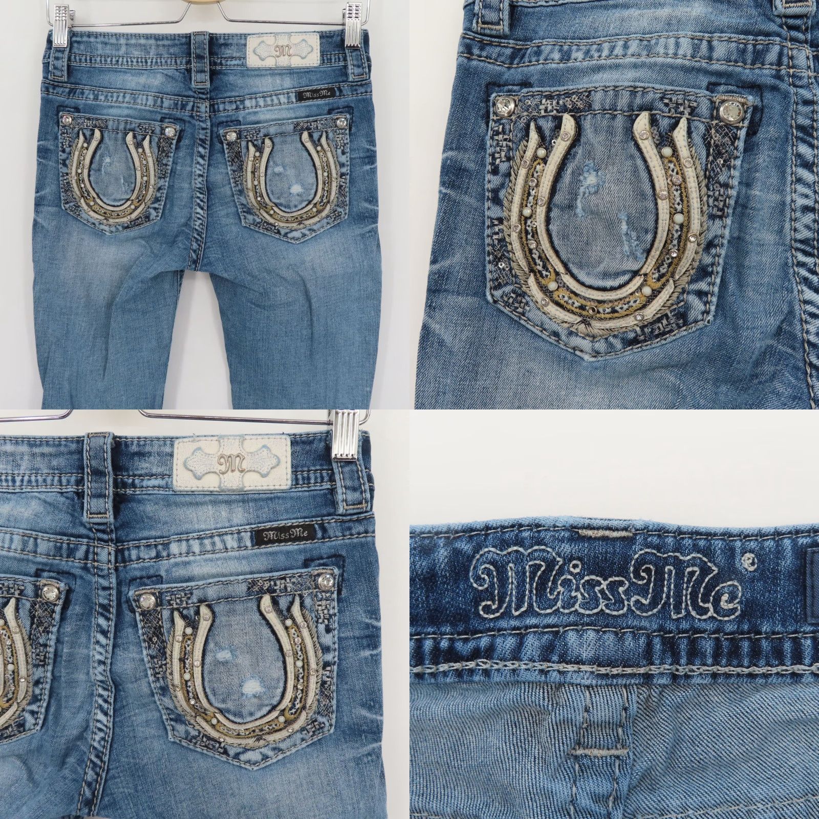 Miss Me Miss Me Chloe Boot Jeans Bootcut 26 Women Blue Denim Distressed 5-Pocket Pockets Cotton Blend Leather? (No) Size 26" / US 2 / IT 38 - 8 Thumbnail