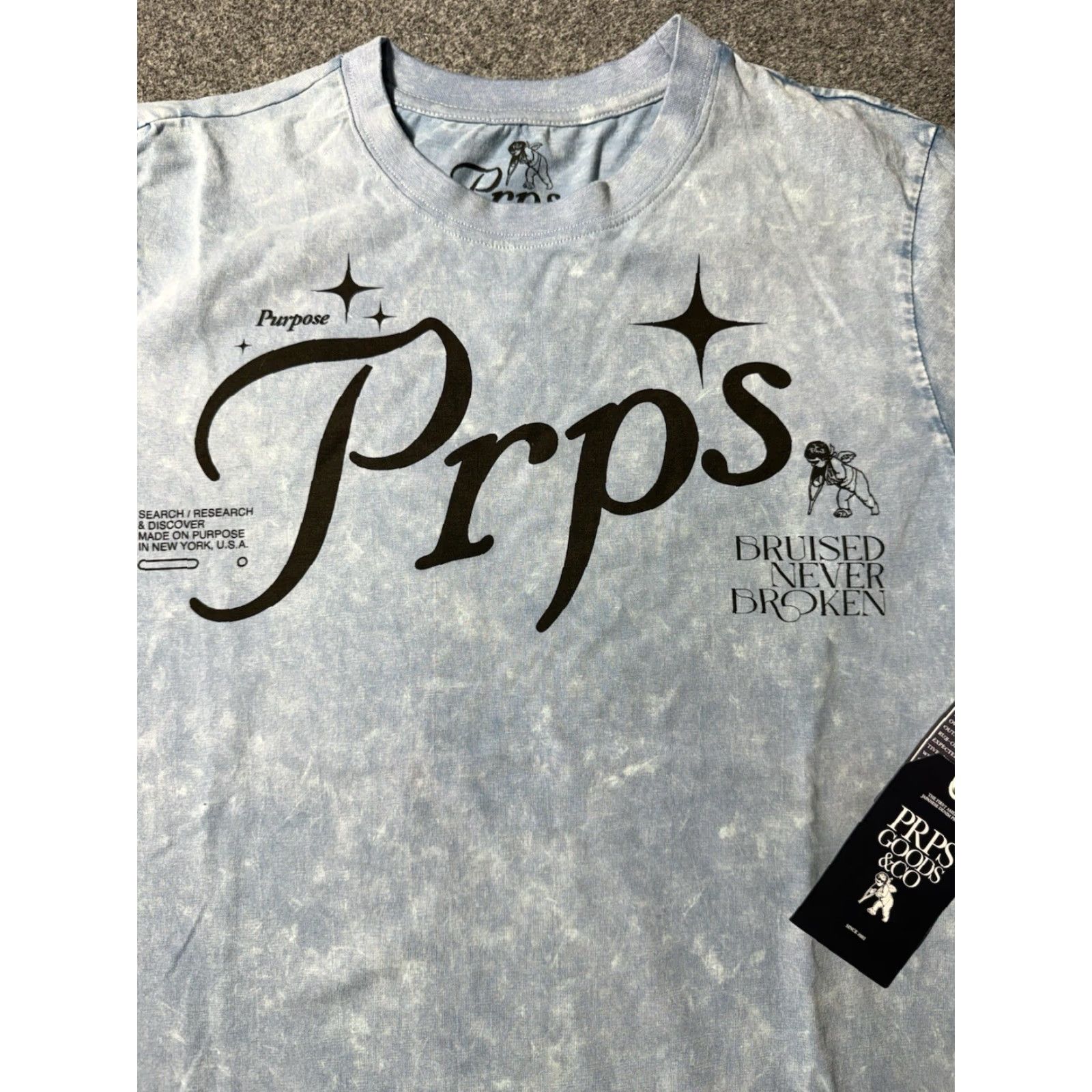 Prps PRPS Goods & Co. Men’s Short Sleeve Purpose Print T-Shirt M Blue Wash Size US M / EU 48-50 / 2 - 5 Thumbnail
