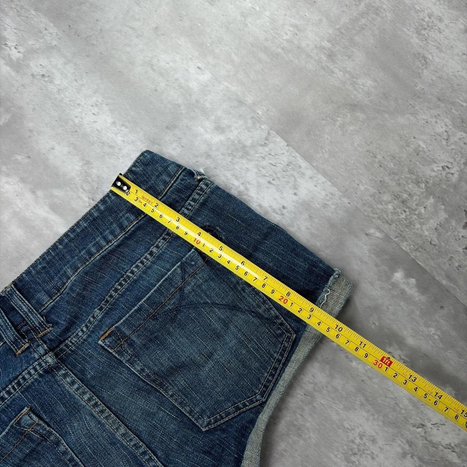 Empyre Y2K Dark Wash Empyre Grunge Gothic Mini Denim Shorts Size 34" / US 12 / IT 48 - 7 Thumbnail