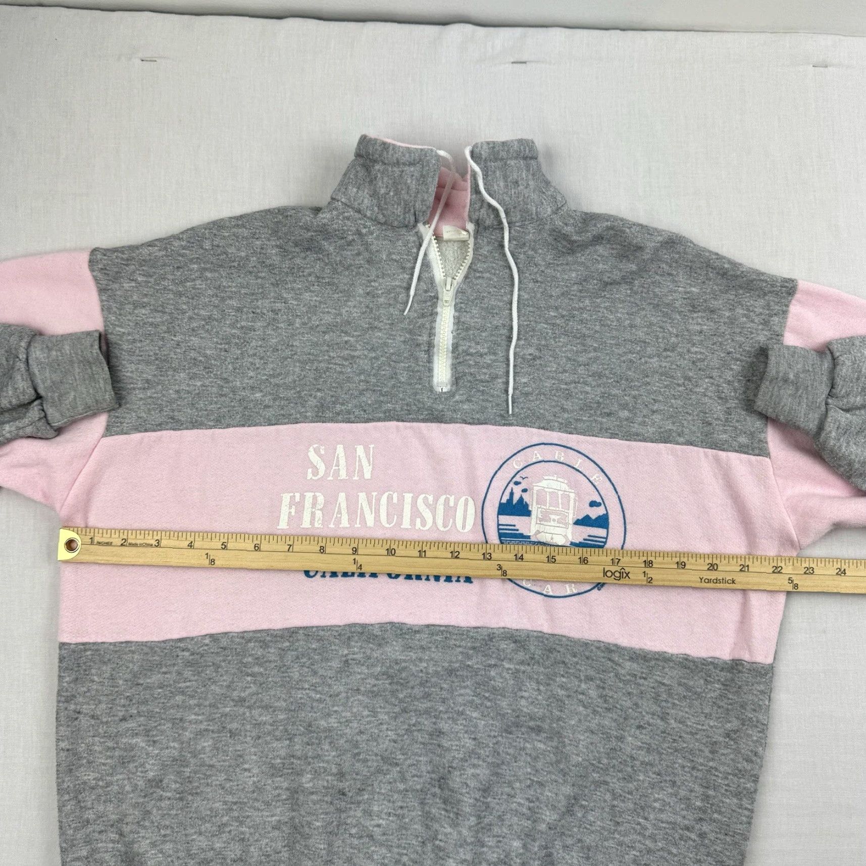 Pinko VINTAGE Jacqe San Francisco Sweatshirt Shirt Adult Large Gray 1970s Quarter Zip 1970s Mens Pullover Small Details: Solid, Zip, Collared Mens Size US L / EU 52-54 / 3 - 7 Thumbnail