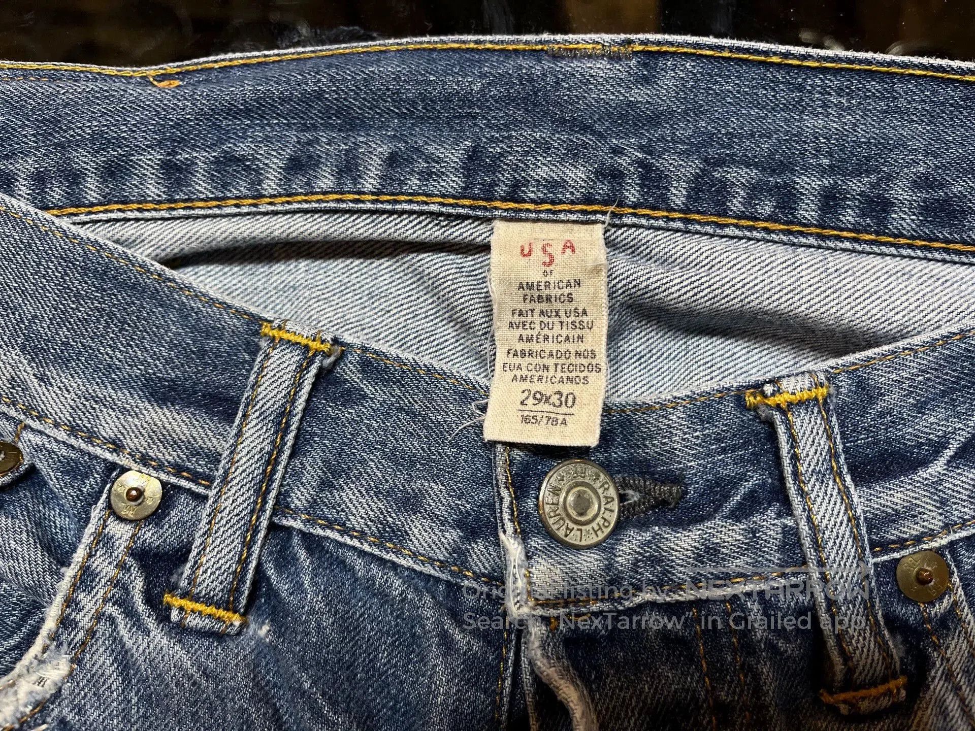 RRL Ralph Lauren distressed rrl blue denim jeans for men. Size US 29 - 3 Thumbnail