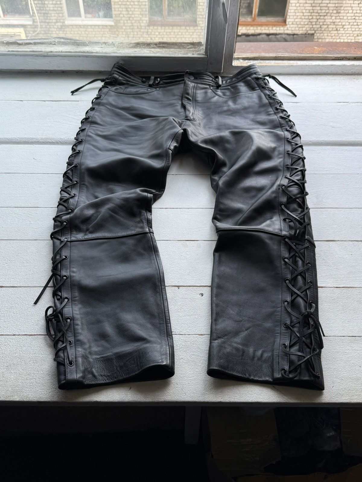 Moschino × Playboi Carti × Vintage MOSCHINO HM LEATHER PANTS