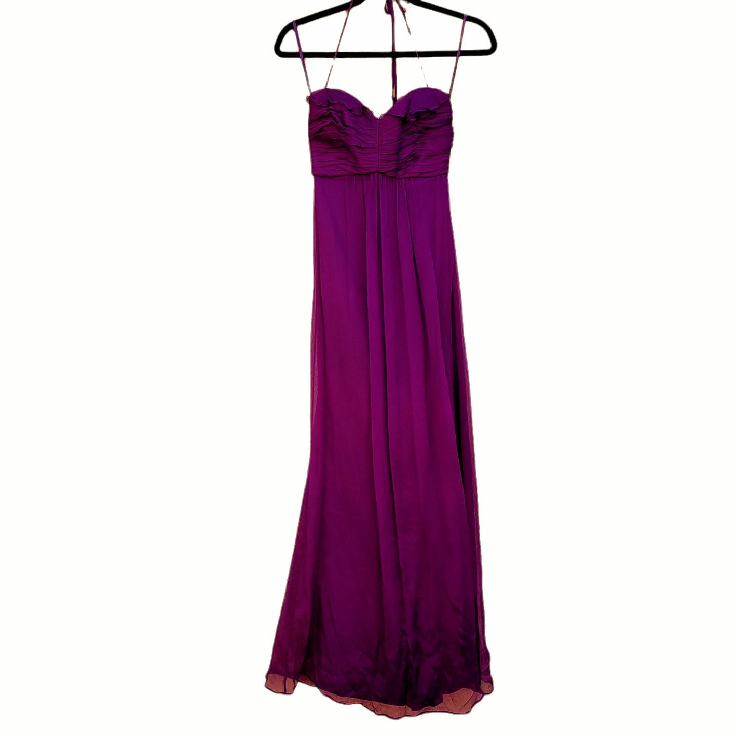 Amsale Maxi Gown Silk Chiffon Halter Style Ruffle Neckline Formal high quality Dress