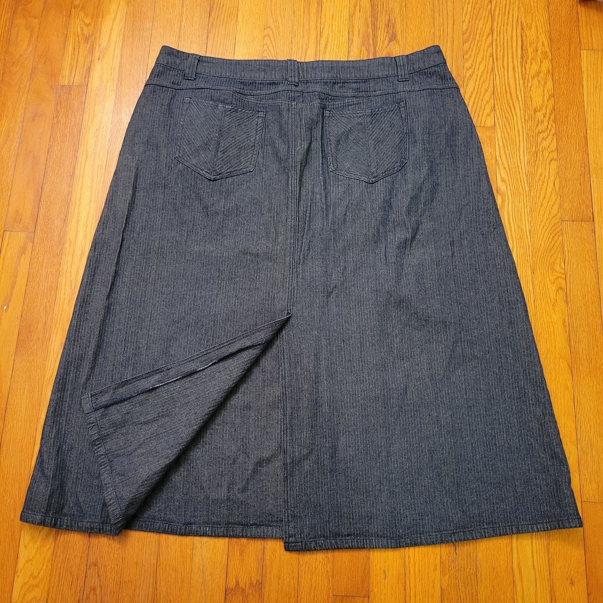 Vintage Wak Jeans 24W Denim Skirt High Waisted Stretch Y2K 90s Retro Size 42" / US 20 - 3 Thumbnail