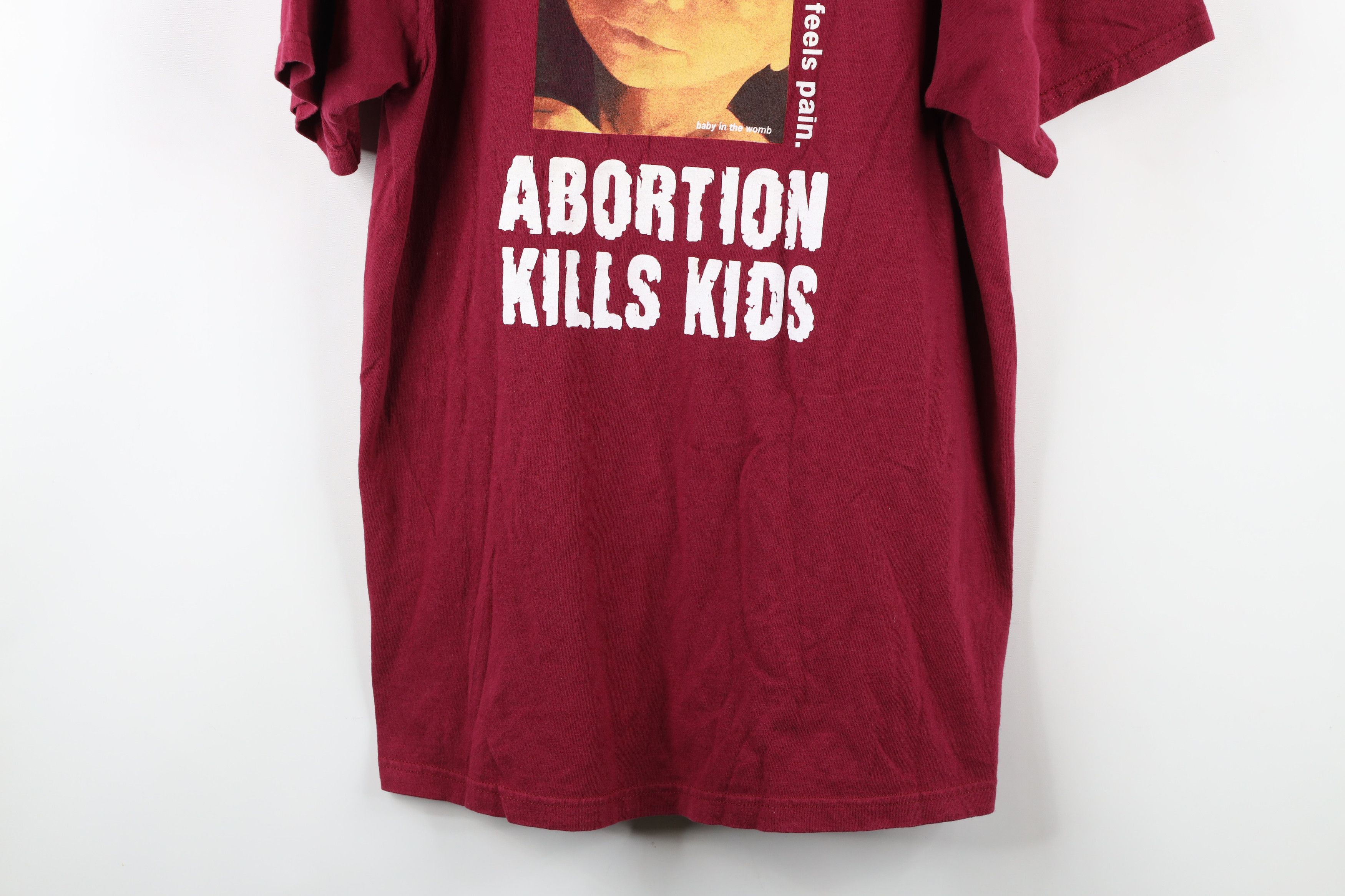 Vintage Vintage 90s Y2K Spell Out Abortion Kills Kids T-Shirt Maroon Size US L / EU 52-54 / 3 - 3 Thumbnail