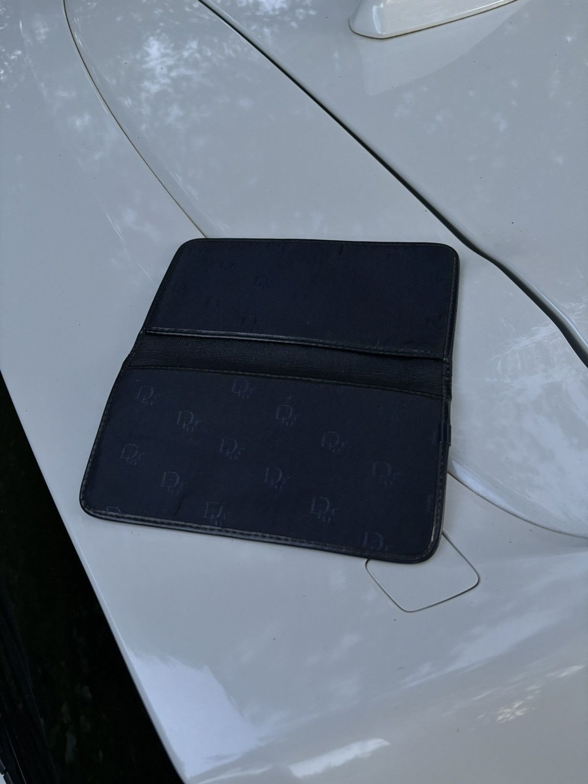 Dior × John Galliano × Vintage 70's Rare France Monogram Leather-Canvas Navy Wallet Clutch Bag Purse Size ONE SIZE - 4 Thumbnail