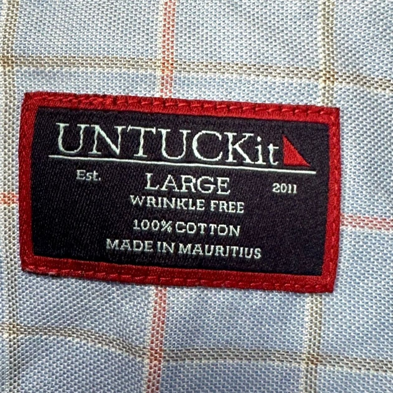UNTUCKit UNTUCKit Mens Button Up Shirt Large Blue Windowpane Check Logo 100% Cotton Blue Size US L / EU 52-54 / 3 - 5 Thumbnail
