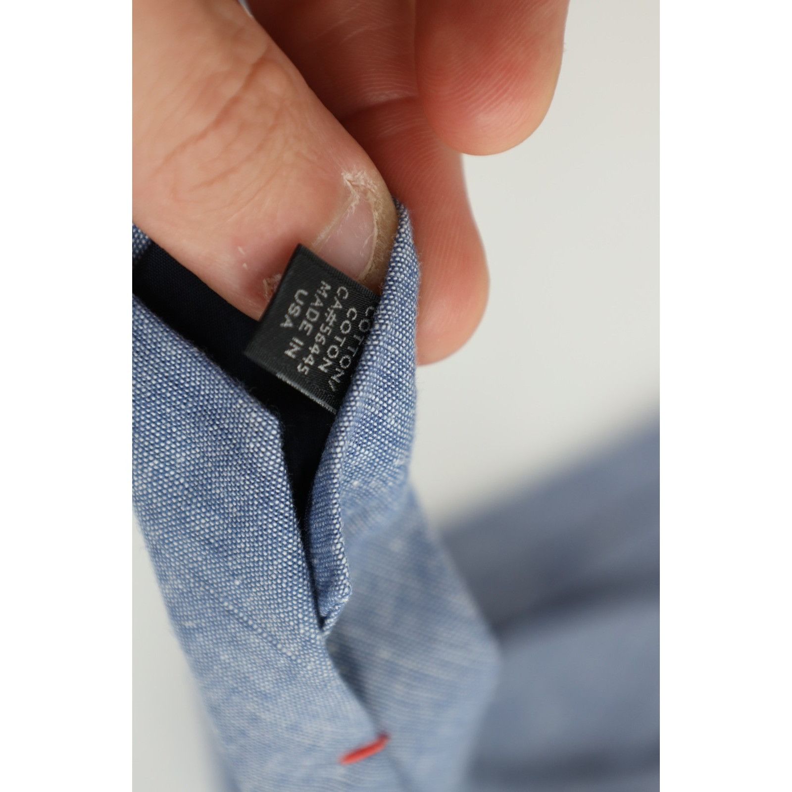 J.Crew Vintage J Crew Chambray Cotton Knit Handmade Skinny Neck Tie Size ONE SIZE - 4 Thumbnail