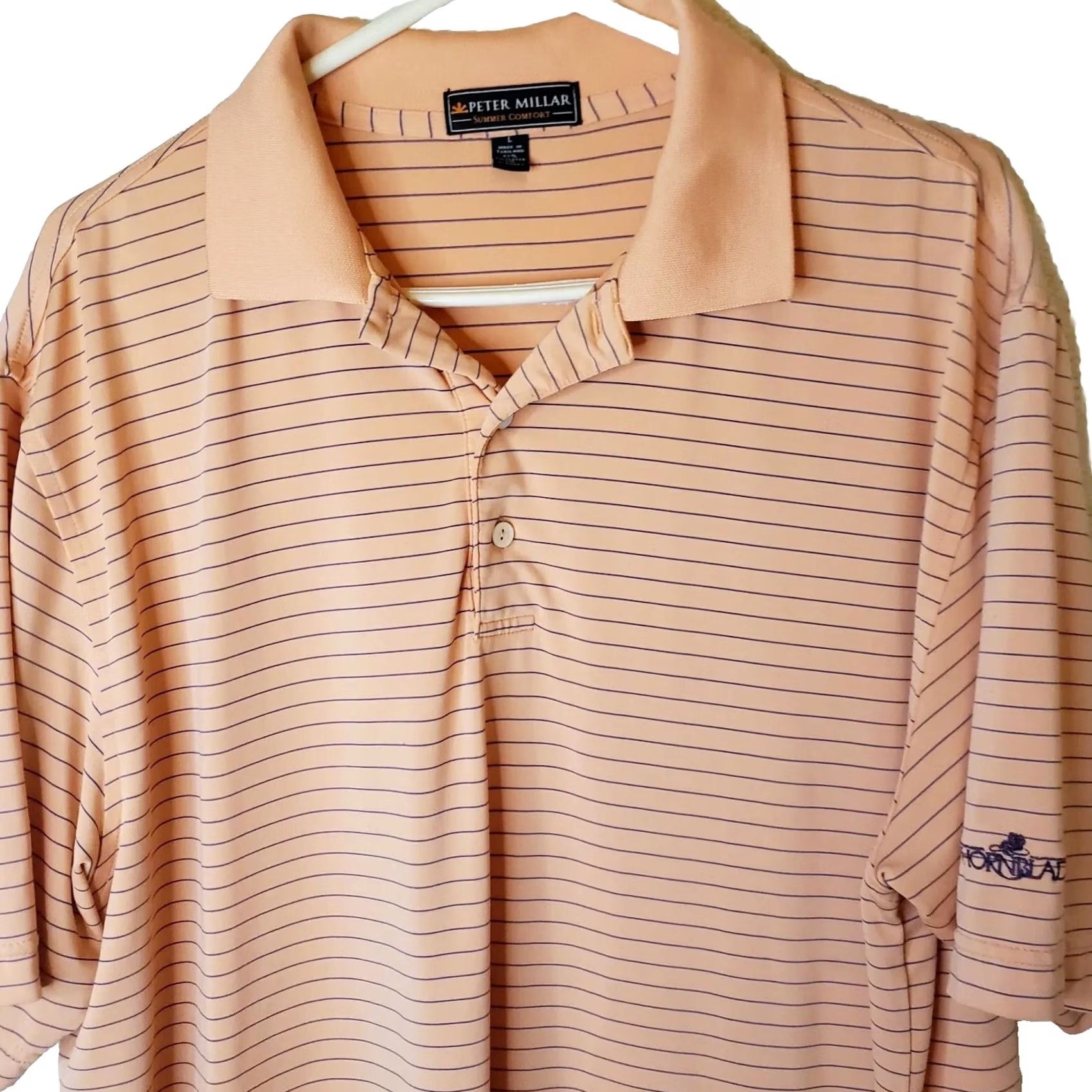 Peter Millar Peter Millar Summer Comfort Polo Shirt Mens L Striped Coral Golf Size US L / EU 52-54 / 3 - 3 Thumbnail