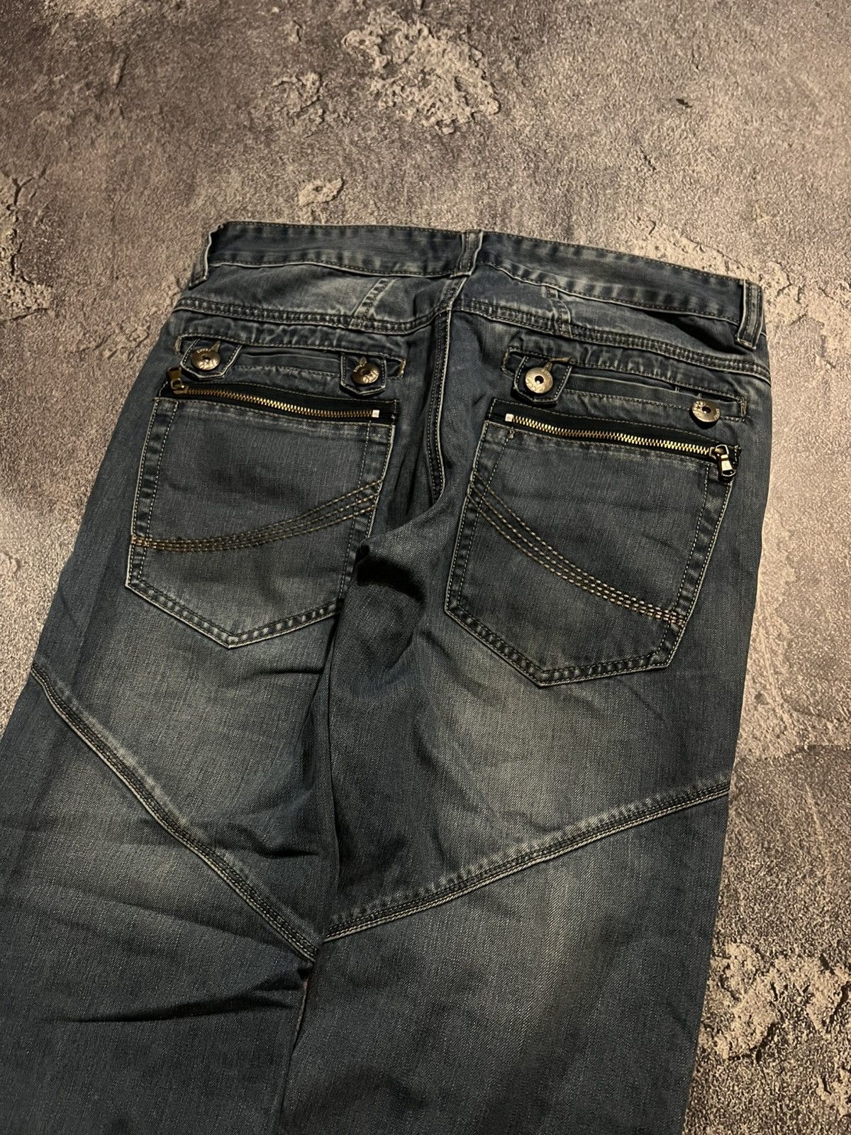 Japanese Brand Flared Destroyed Faded Jeans / Avan Garde Archive Style Size US 32 / EU 48 - 5 Thumbnail