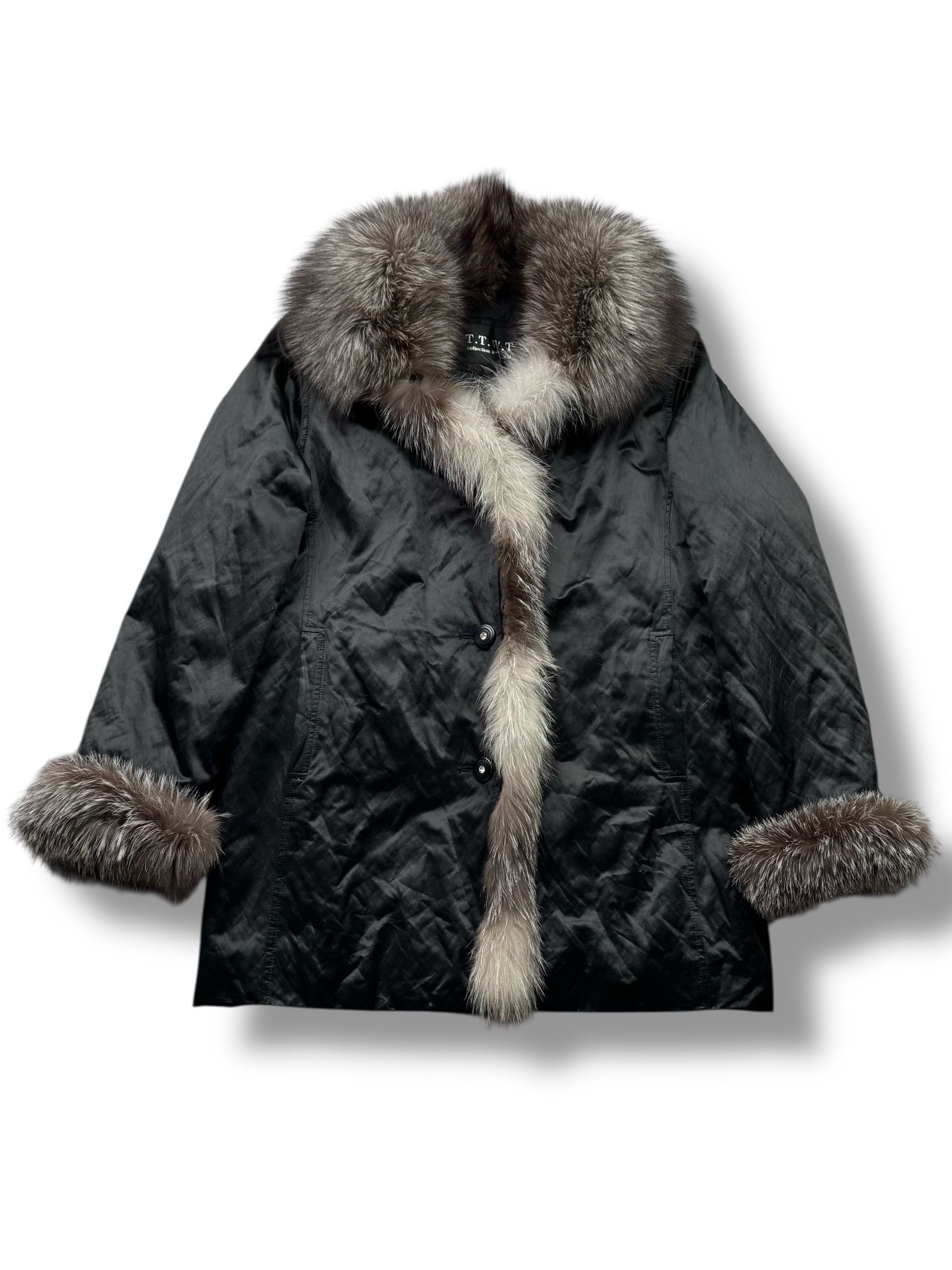 Vintage Jacket With Real Fur Details From The 90's(V394) Size L / US 10 / IT 46 - 1 Thumbnail