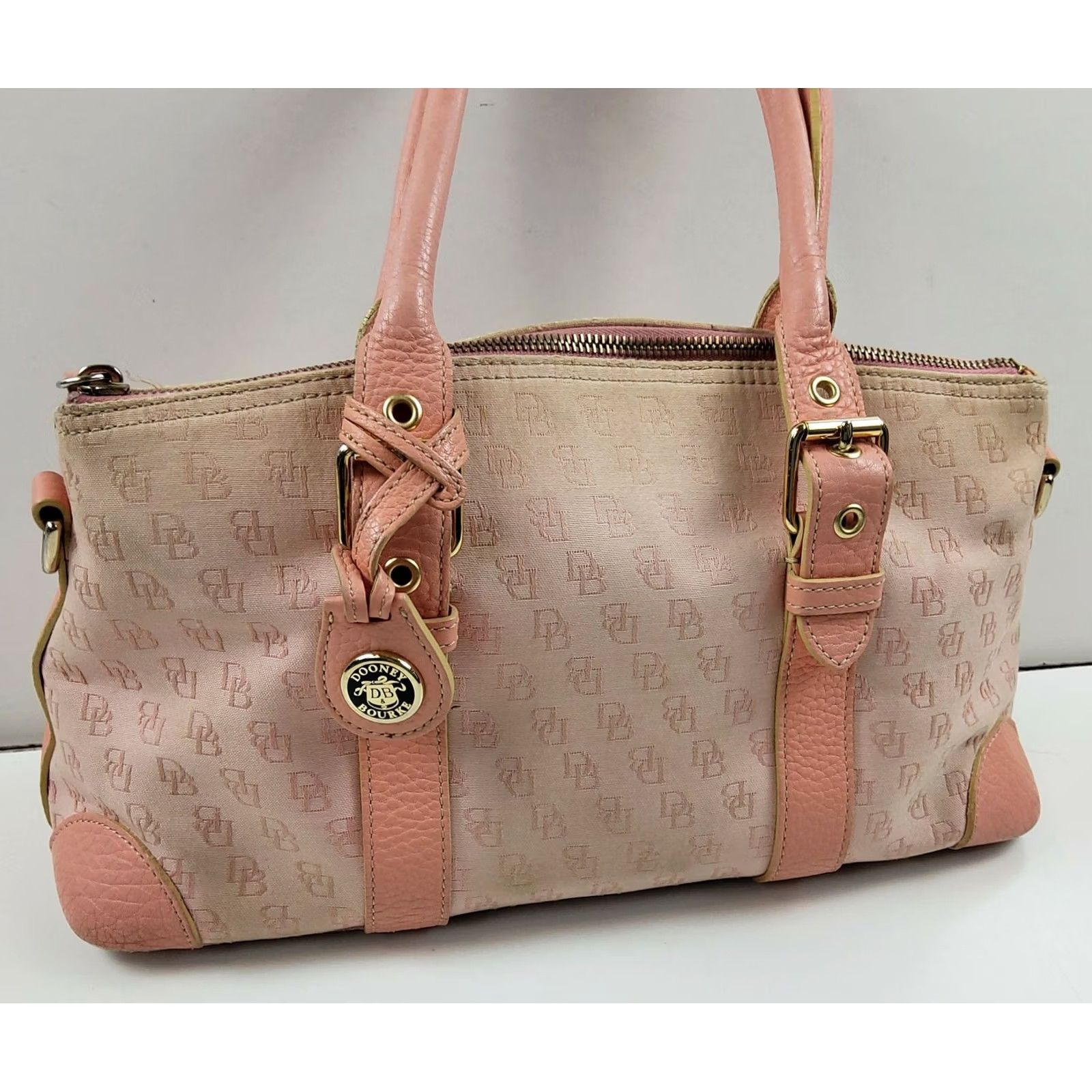 Dooney & Bourke Dooney & Bourke Signature Satchel Handbag Purse Light Pink Leather Trim Size ONE SIZE - 3 Thumbnail