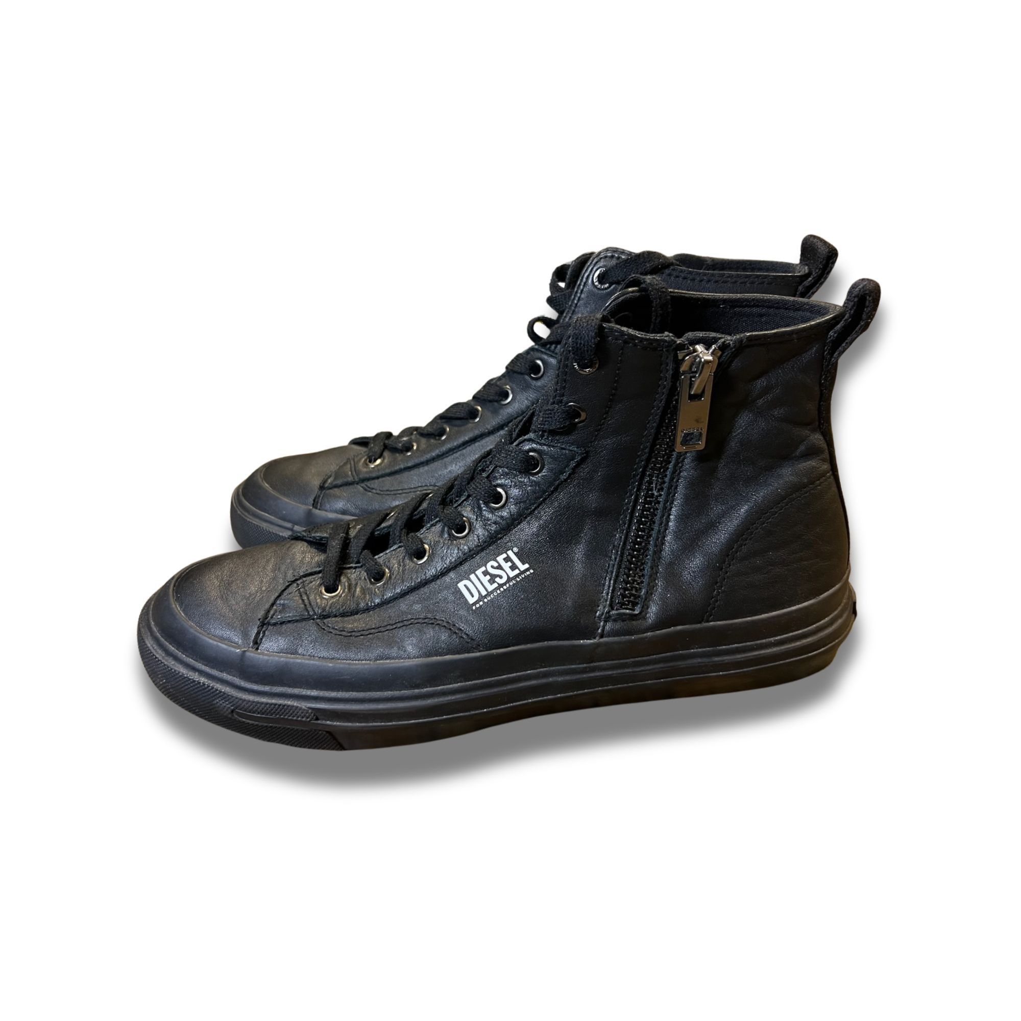 Diesel Diesel sz 12.5 S-Athos DV Mid Black Leather Sneakers Size US 12.5 / EU 45-46 - 3 Thumbnail