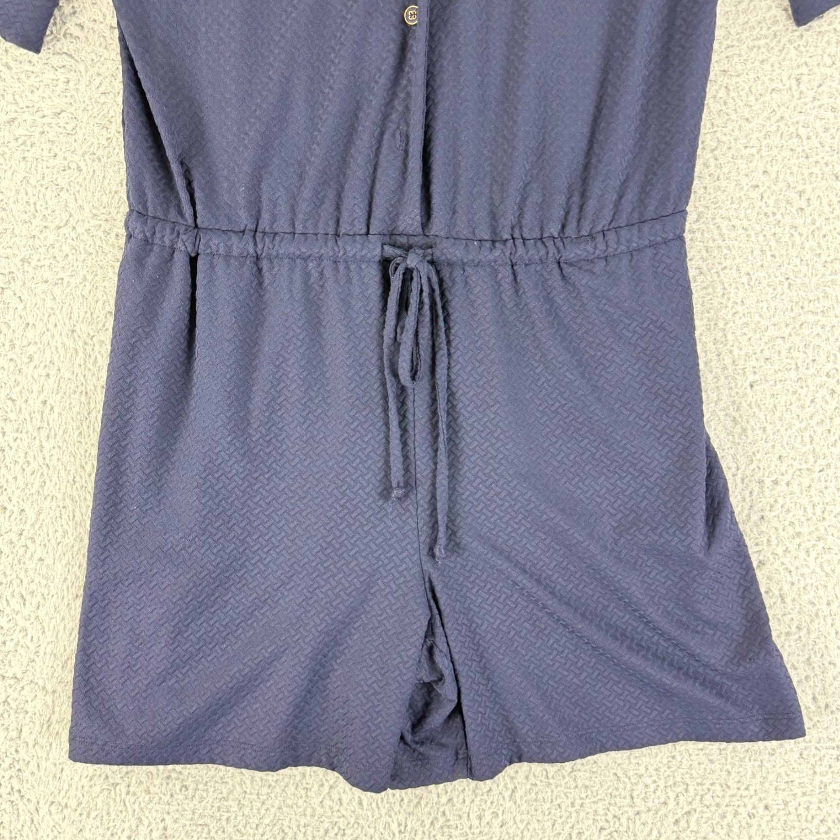 J.McLaughlin J. McLaughlin Westport Romper Womens M Navy Blue Radio Waves Jacquard Dress/One-Piece Size 32" / US 10 / IT 46 - 4 Thumbnail