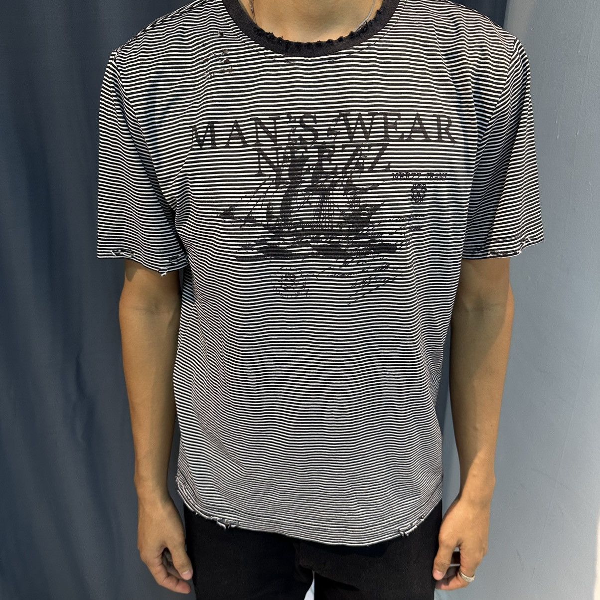 semanticdesign DISTRESSED VINTAGE PATTERN STRIPE BOXY TSHIRT JAPANESE BRAND Size US M / EU 48-50 / 2 - 1 Thumbnail