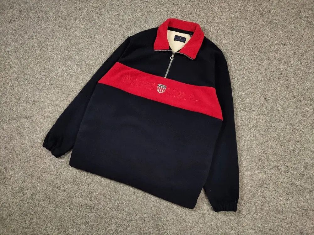 Gant Vintage 90s Fleece Gant Usa Big Logo Pullover Jacket Size US L / EU 52-54 / 3 - 2 Thumbnail