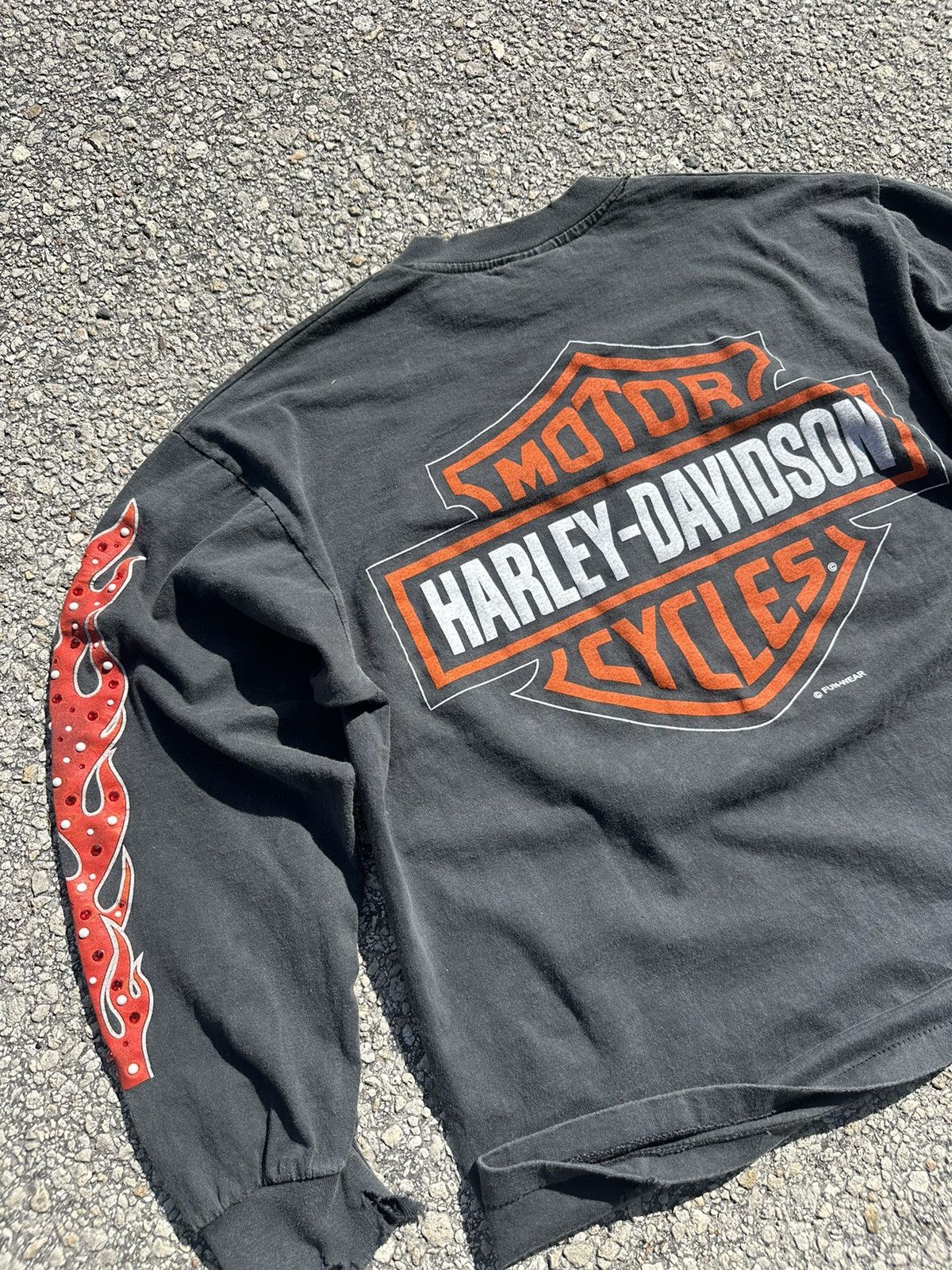 Harley Davidson Distressed vintage hand placed rhinestone harley Size US XL / EU 56 / 4 - 4 Thumbnail