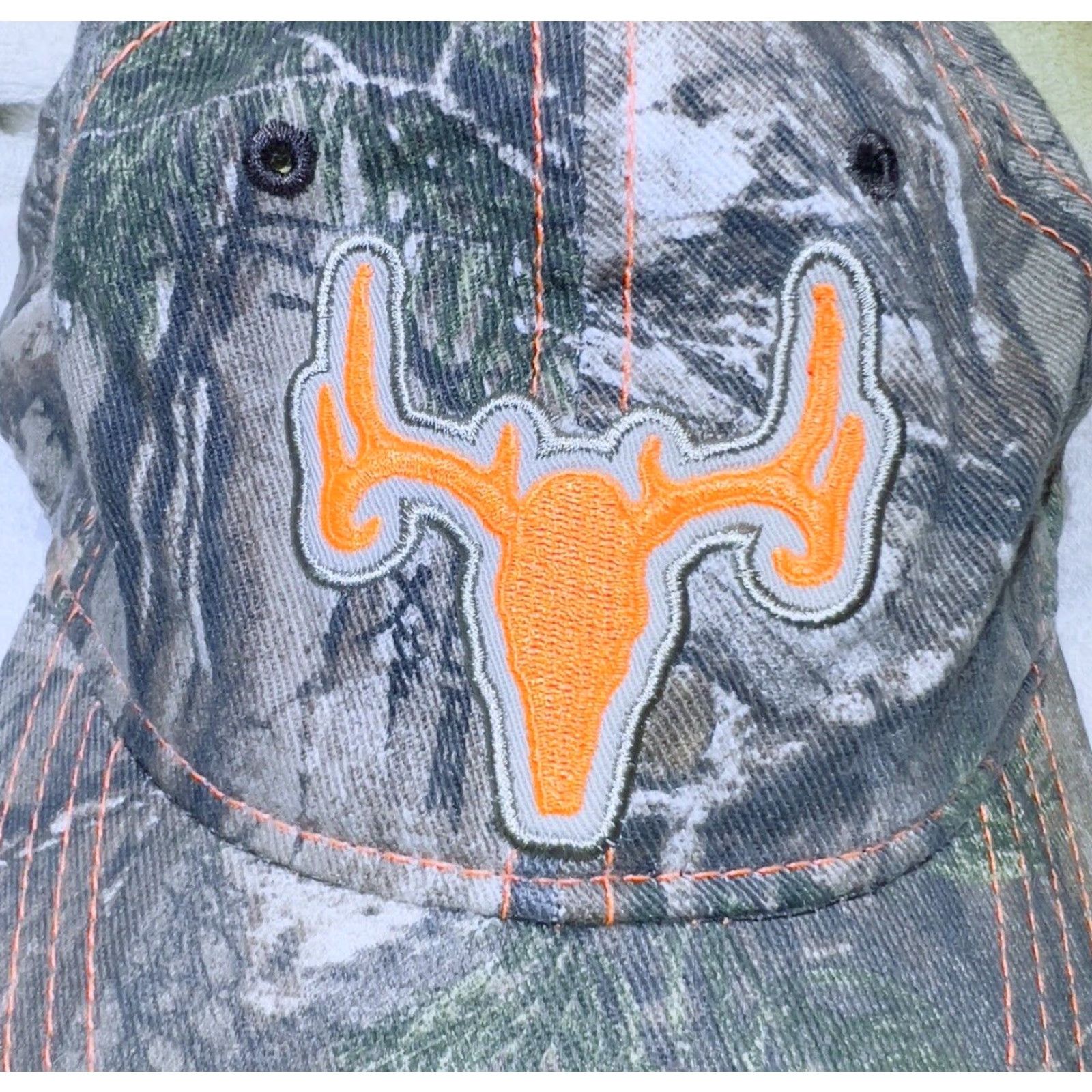 Vintage Academy Ltd Deer Head Camo Hat Mens Adjustable Strapback Cap Blaze Orange Size 44L - 2 Thumbnail
