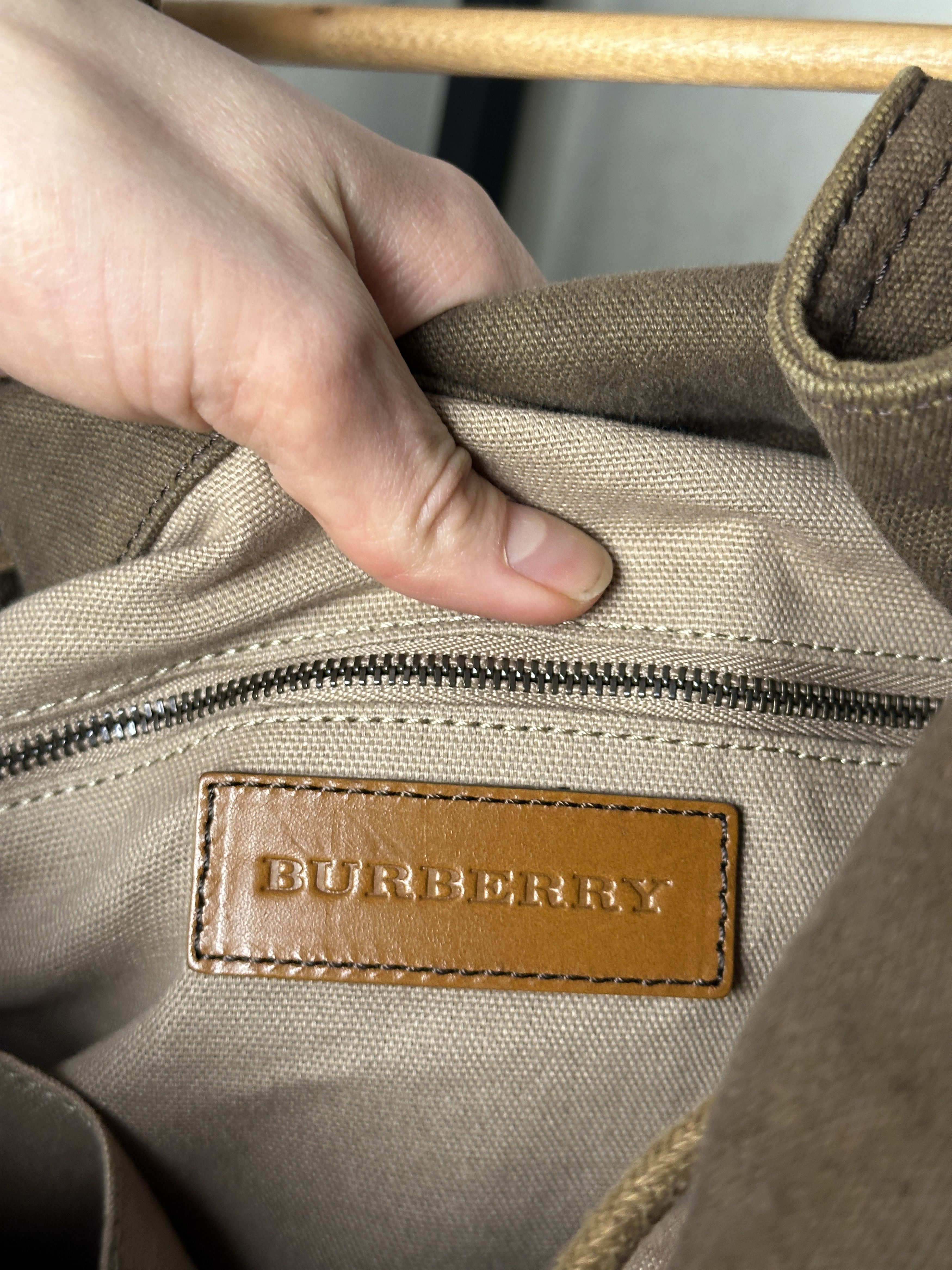 Burberry Burberry Brit Hobo Canvas Khaki Bag Size ONE SIZE - 7 Thumbnail