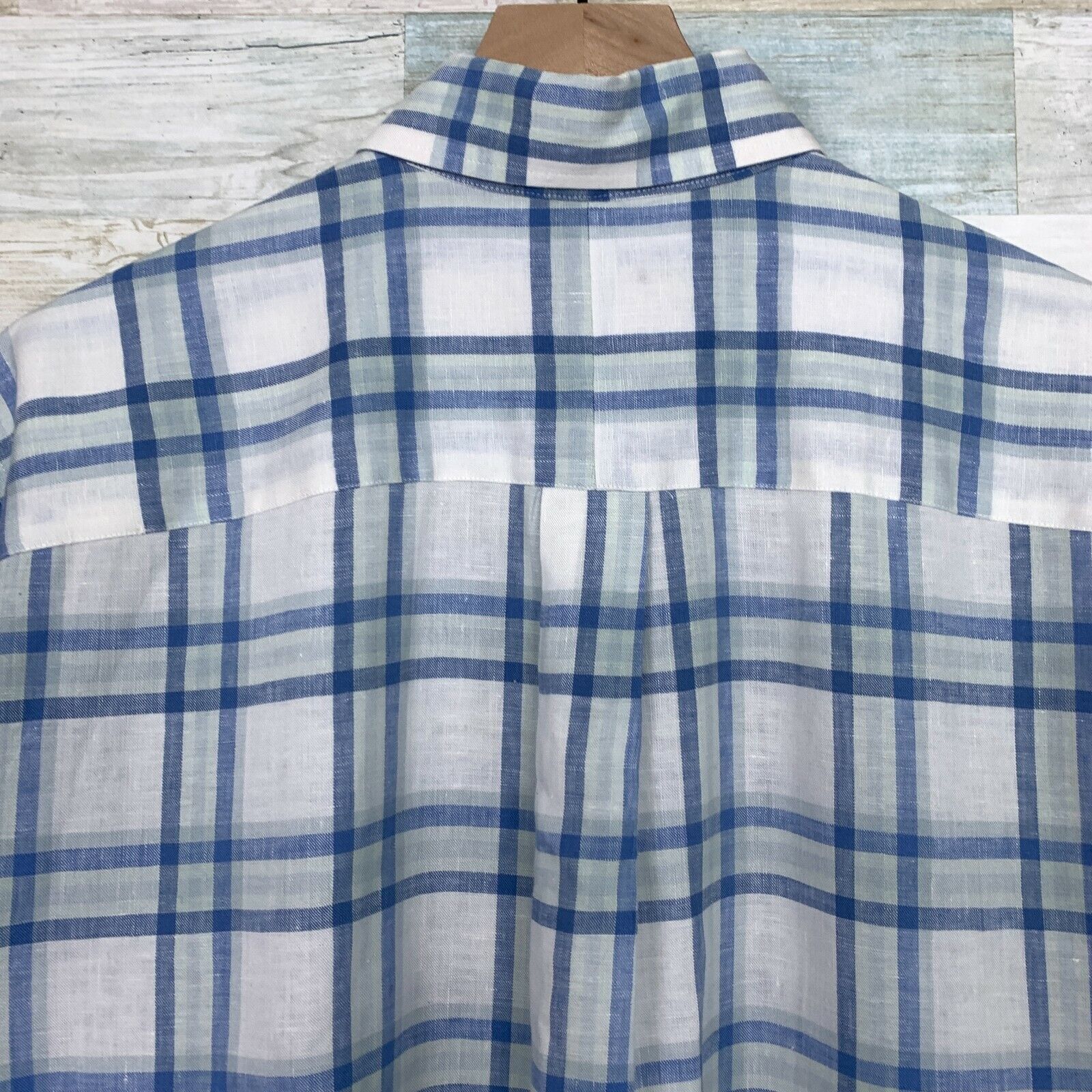 Jos. A. Bank Jos A Bank Travelers Linen Plaid Shirt Blue Button Mens M Size US M / EU 48-50 / 2 - 4 Thumbnail