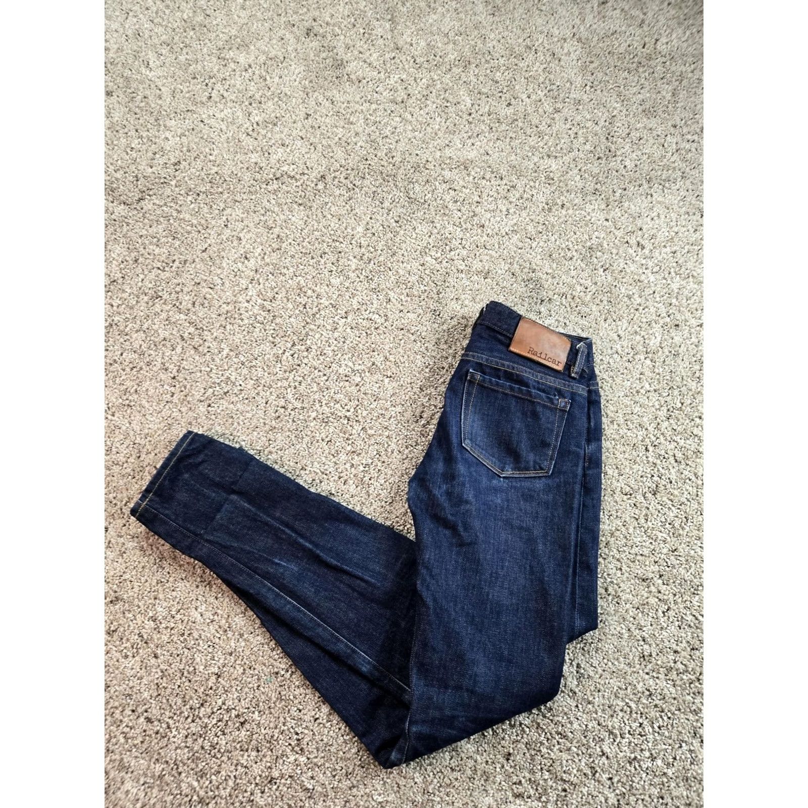 Railcar Fine Goods VINTAGE Railcar Skinny Jeans Womens Size 25 Blue Selvedge Low Rise Straight Leg USA Made Size 42" / US 20 - 2 Thumbnail