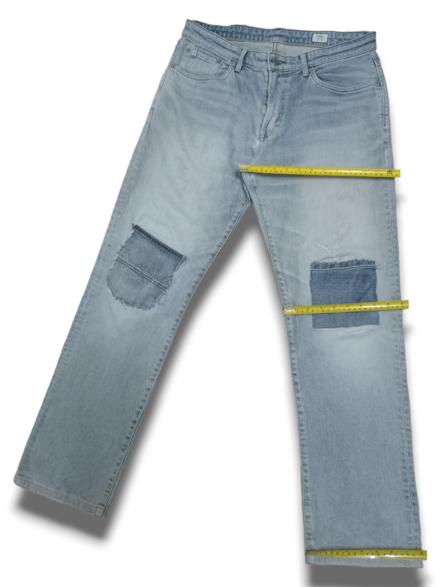 Edwin × Japanese Brand Vintage Edwin Japan Patched Distressed Loose Jeans 33x30 Size US 33 - 13 Thumbnail