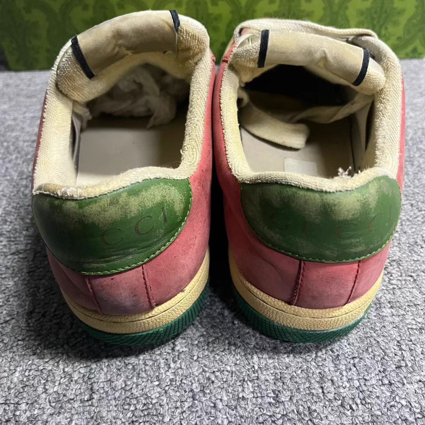 Gucci Gucci pink leather webbing print low-top sneaker 39 Size US 8 / IT 38 - 4 Thumbnail