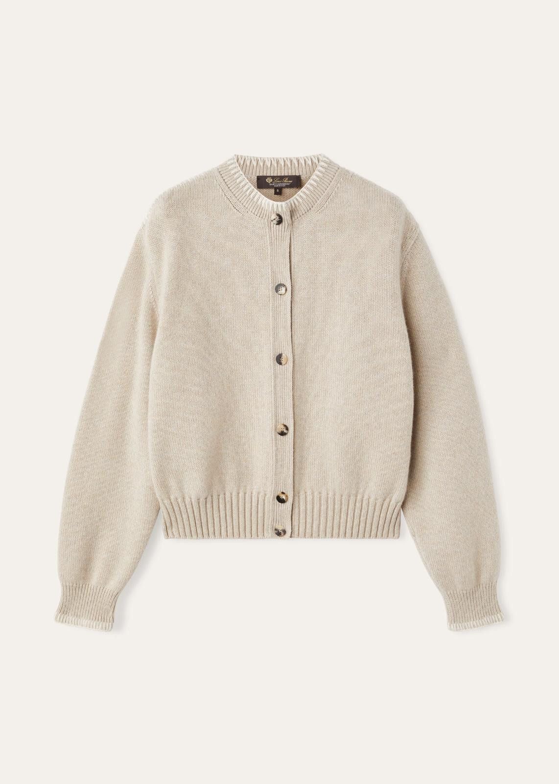 Loro Piana o1srvl11e0125 FAO0065 Ashi Embroidered Cardigan in Beige Size S / US 4 / IT 40 - 1 Thumbnail
