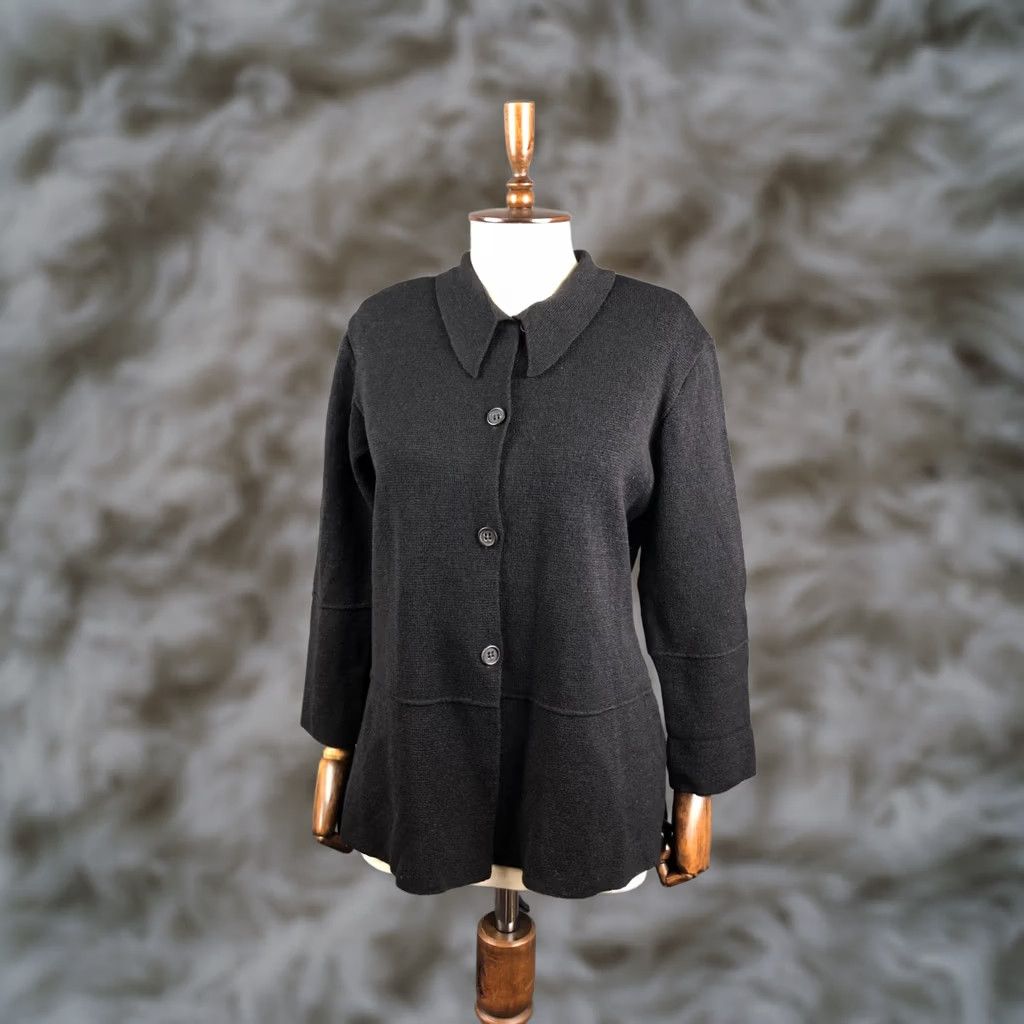 Vintage Annette Görtz Blazer Jacket Women M Black Wool Crepe Short Sleeve Long Sleeve Button Casual Classic Basic Jacket Mens? Ladies Size M / US 6-8 / IT 42-44 - 1 Thumbnail