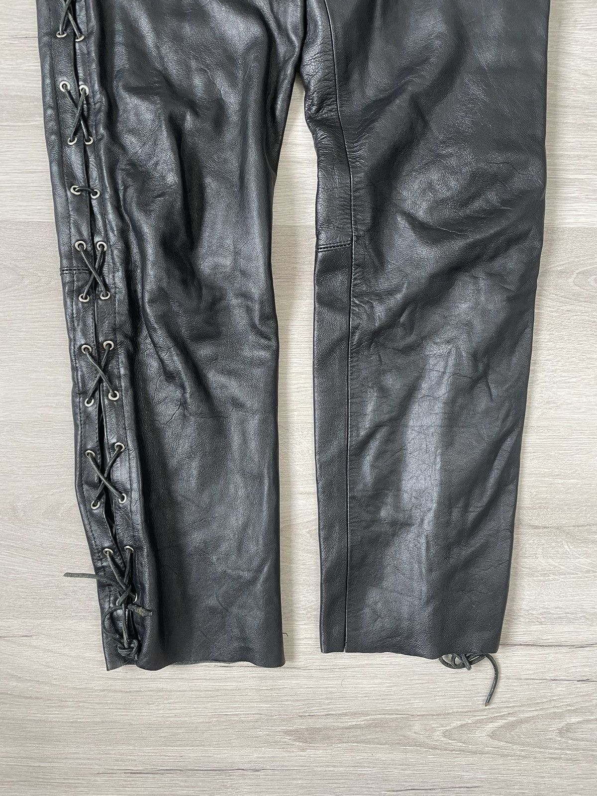Japanese Brand × Leather × Vintage Vintage Casual Moto Pants Leather Size US 36 / EU 52 - 6 Thumbnail