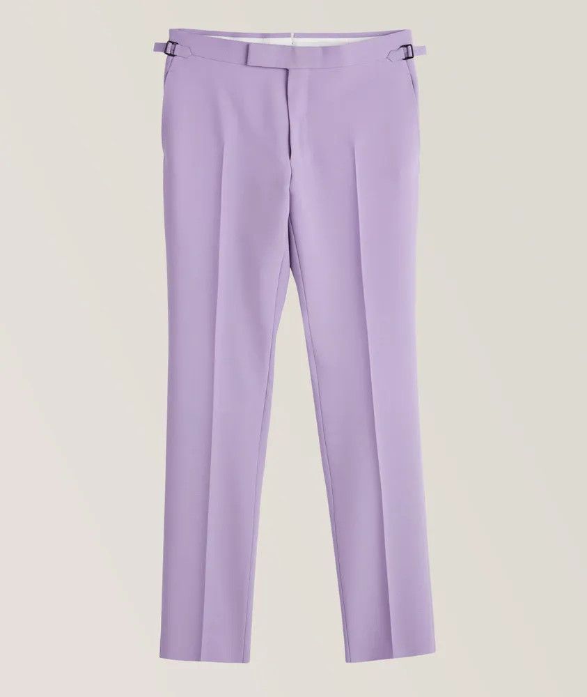 image of Tom Ford O1W1Db10124 Cotton-Silk Blend Dress Pant In Violet, Men's (Size 36)