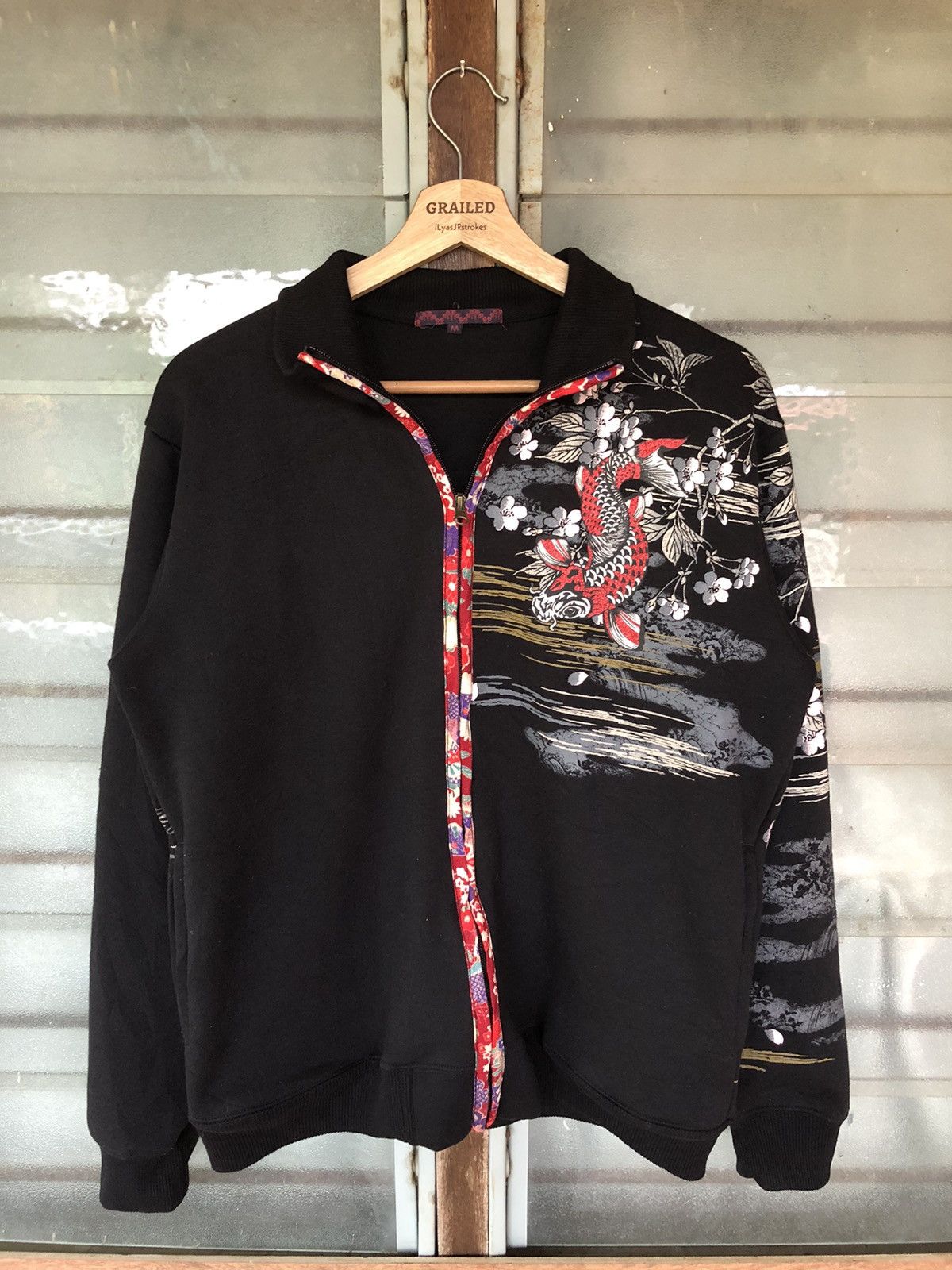 Karakuri Tamashii Vintage Sukajan Koi Fish Zipper Sweatshirt Size US M / EU 48-50 / 2 - 2 Thumbnail