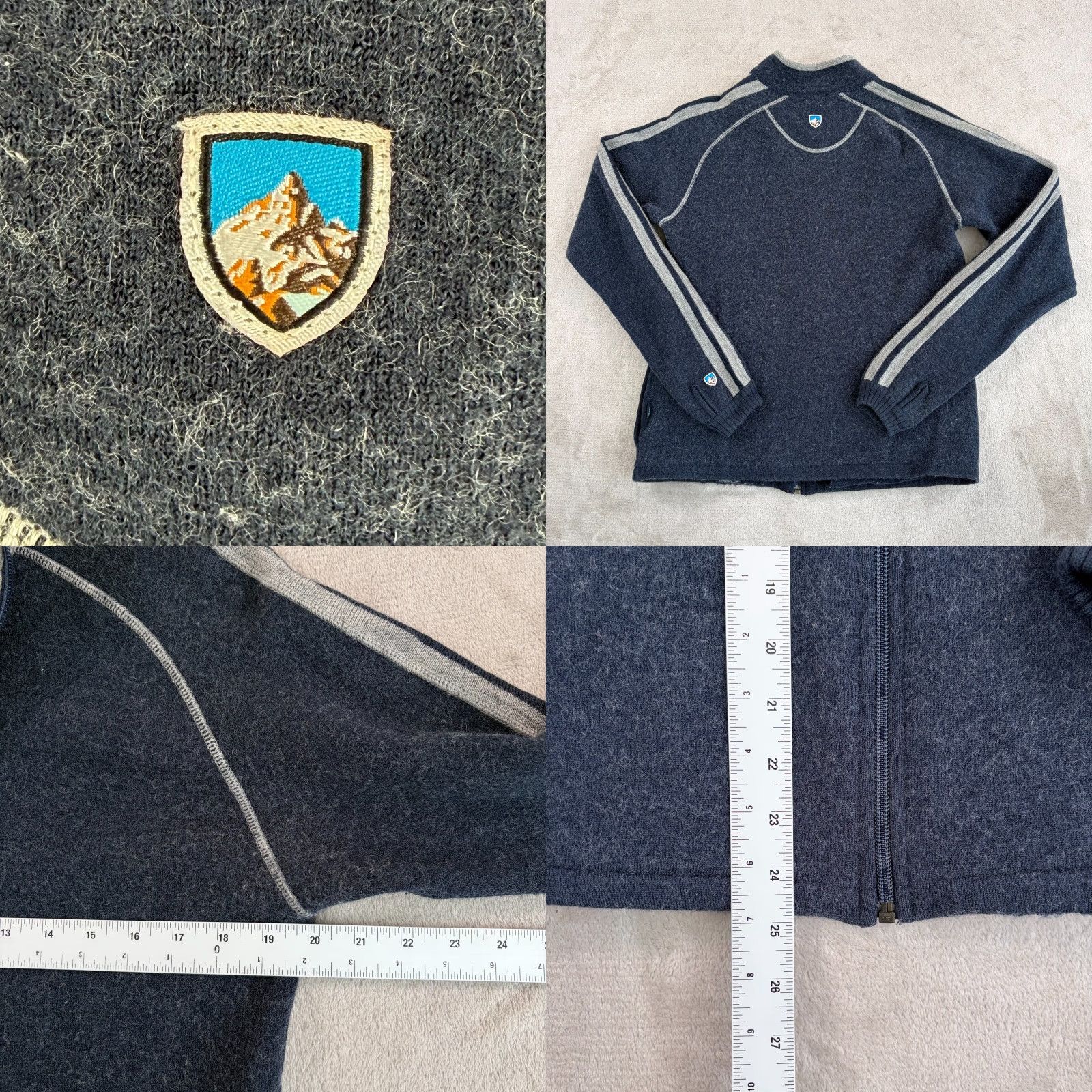 Vintage Kühl Stuttgart Sweater Jacket Men Small Blue 100% Merino Wool Full Zip Wool Jacket Casual Workwear Fall Winter Spring Mens Size US S / EU 44-46 / 1 - 8 Thumbnail