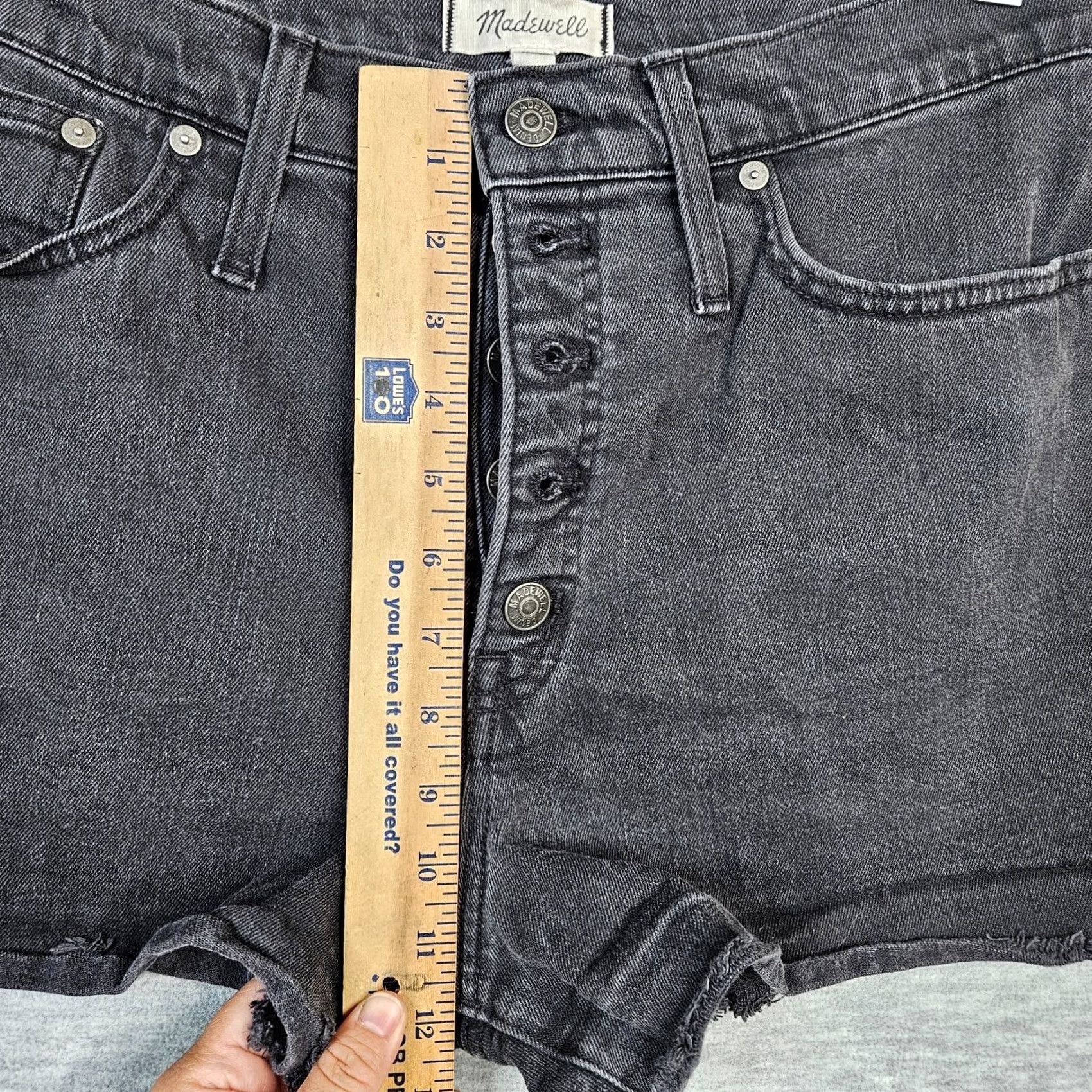 Madewell Madewell Denim Shorts Cut-Off High Rise Button Fly 31 Women's Size 31 Black Stretch 5-Pocket Casual Vintage No Size 24" / US 00 / IT 34 - 4 Thumbnail