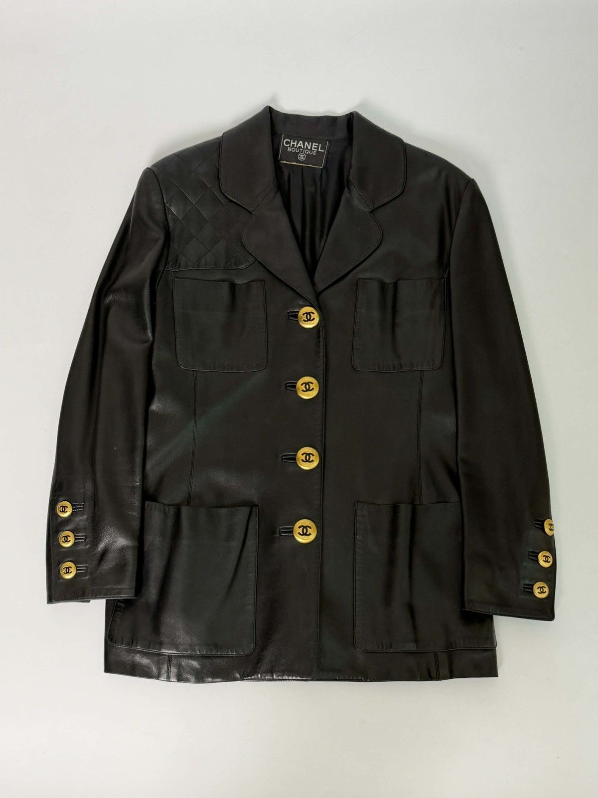 Chanel H/o 5k - Chanel Black Lambskin Leather Jacket FW92/93 Size M / US 6-8 / IT 42-44 - 2 Thumbnail