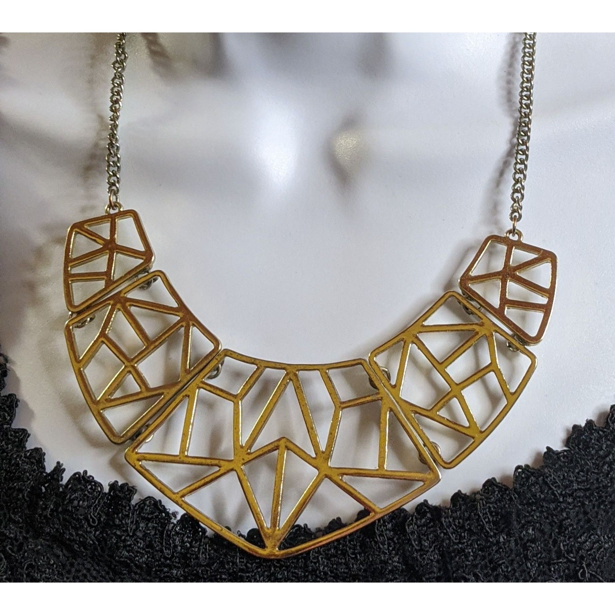 Other Geometric Statement Bib Necklace In Gold Tone Metal Size ONE SIZE - 1 Thumbnail