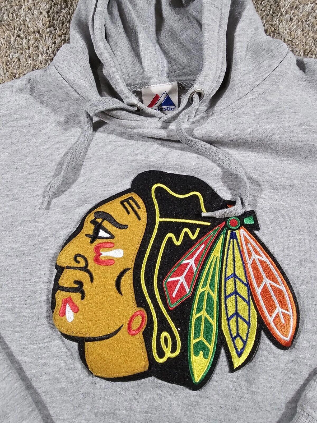 Majestic Majestic Chicago Blackhawks NHL Hoodie Gray SEE MEASUREMENTS Size ONE SIZE - 2 Thumbnail
