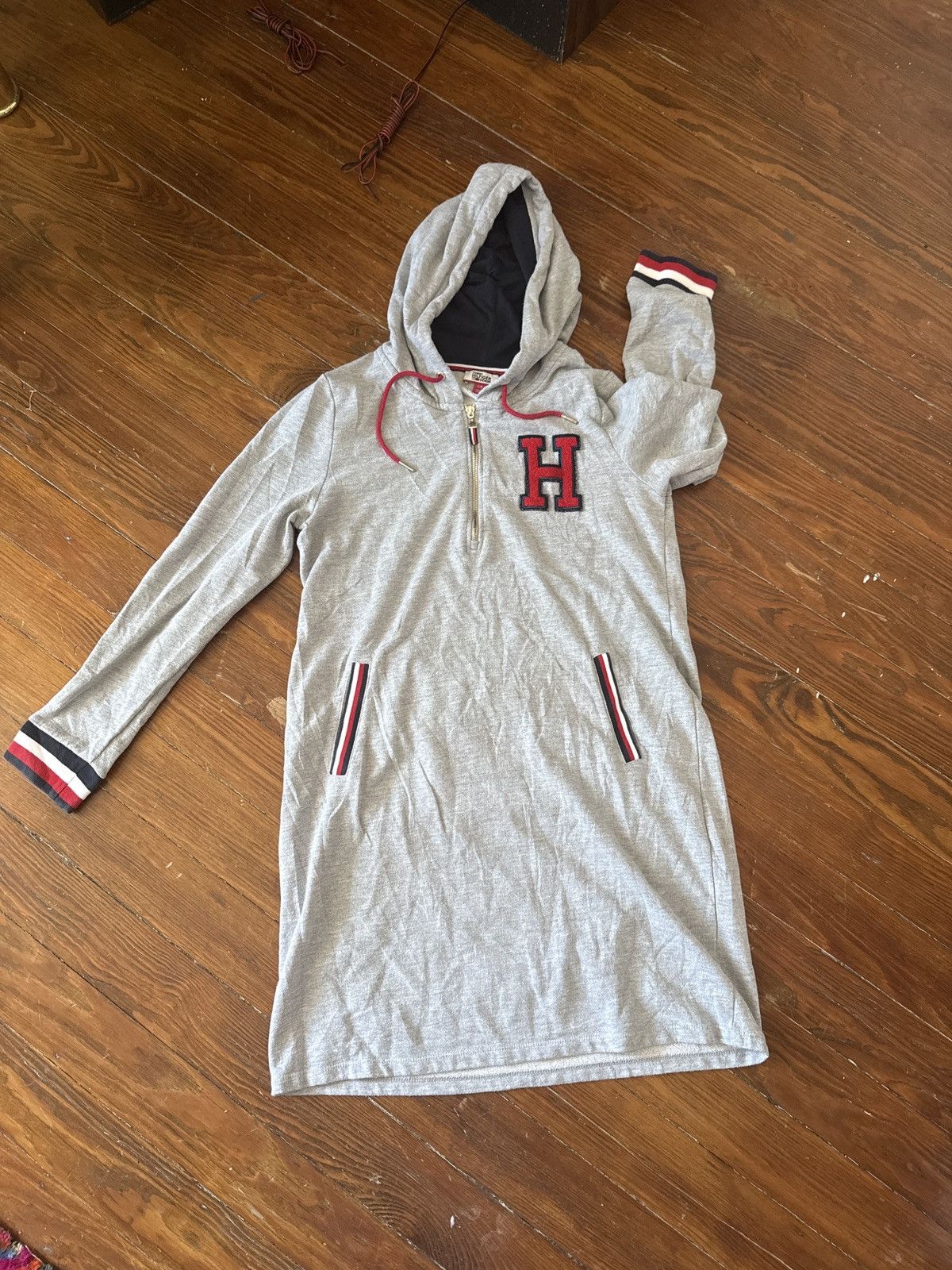 Tommy Hilfiger TOMMY HILFIGER HOODED SWEATSHIRT DRESS SIZE LARGE Size L / US 10 / IT 46 - 1 Thumbnail
