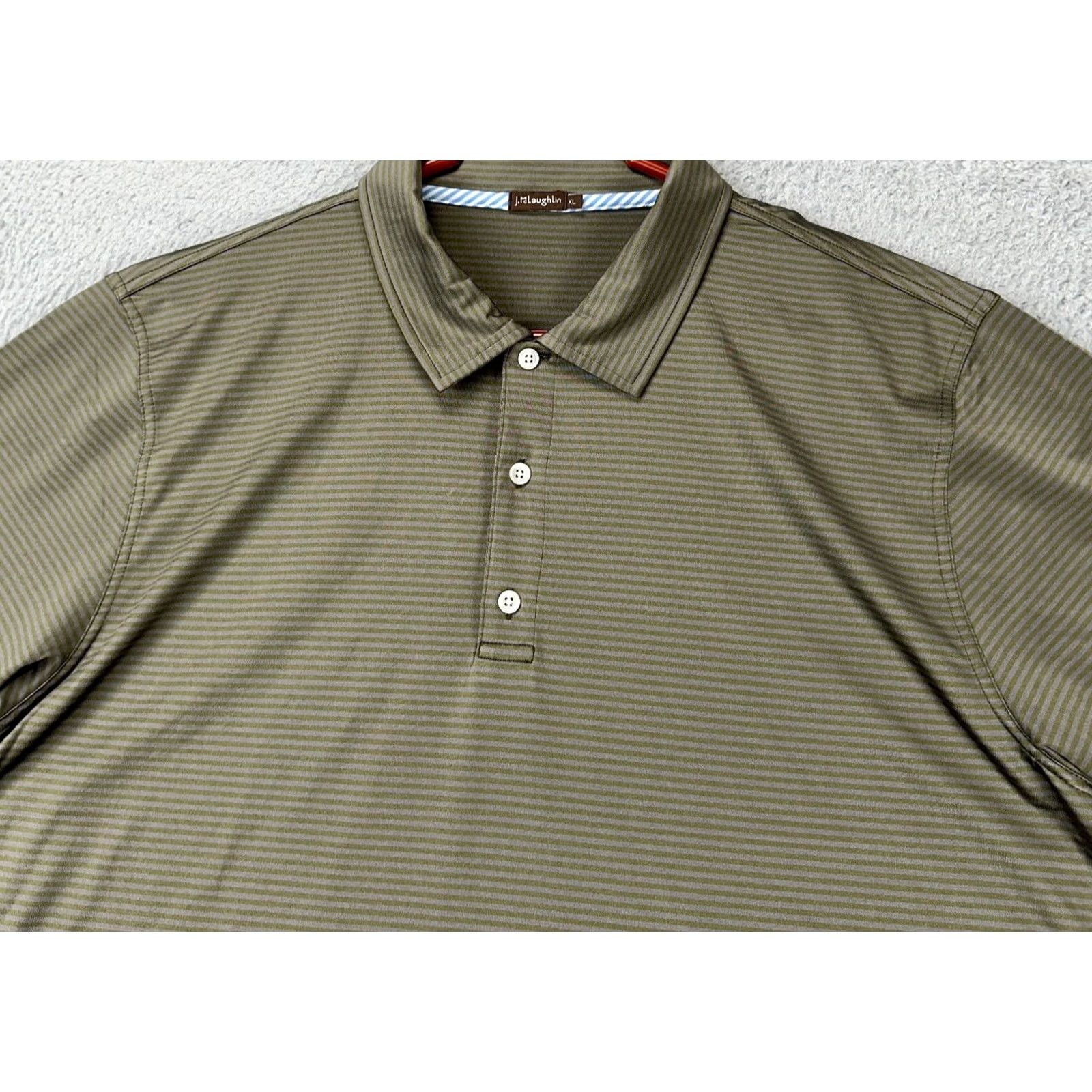 J.McLaughlin J. McLaughlin Golf Polo Shirt Mens XL Olive Green Striped Polo Athletic Rugby Size US XL / EU 56 / 4 - 6 Thumbnail