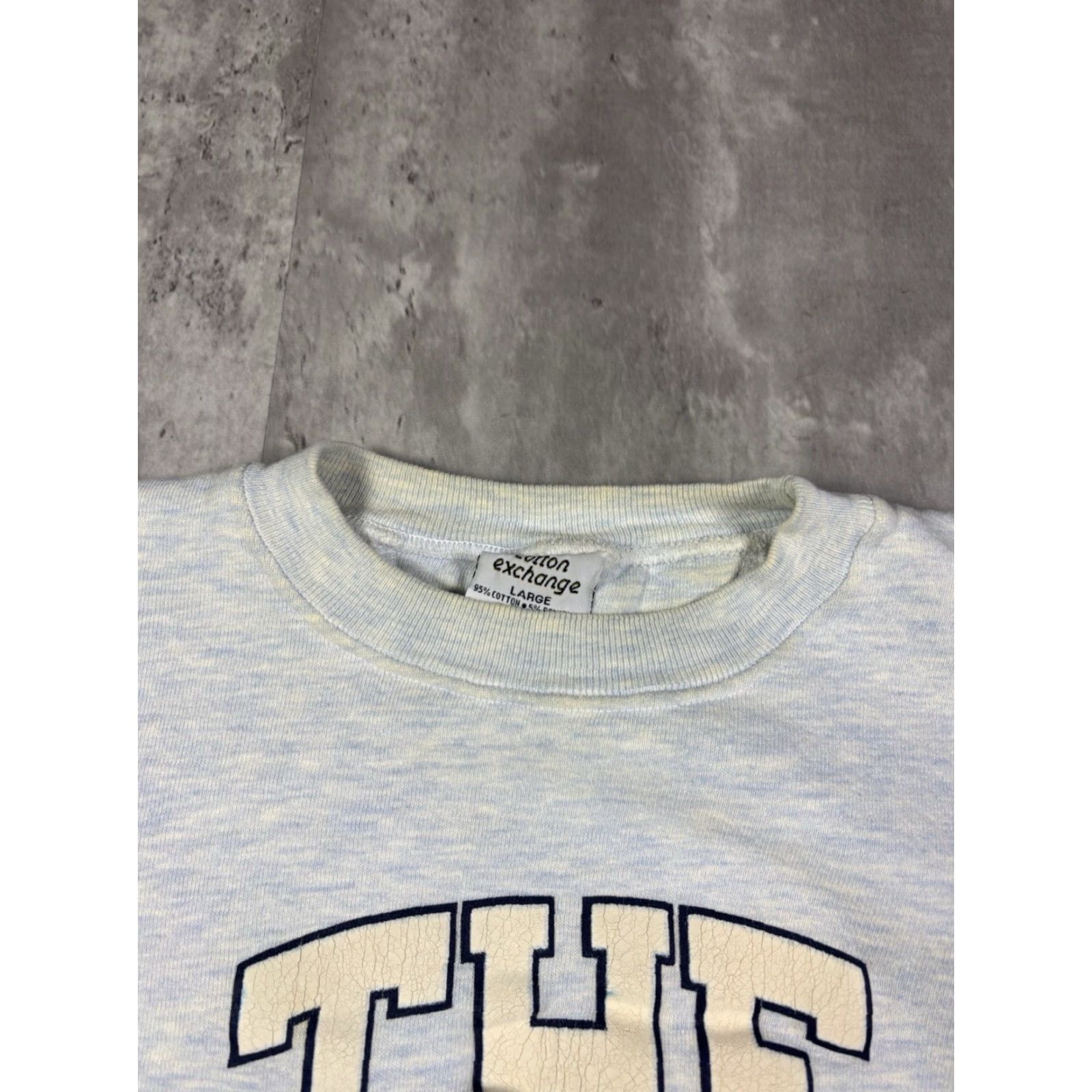 Vintage VINTAGE The Cotton Exchange Pullover Sweatshirt Mens XL Blue 90s University College Graphic Print Cotton Fleece Drawstring Logo Guitar? Size US XL / EU 56 / 4 - 7 Thumbnail