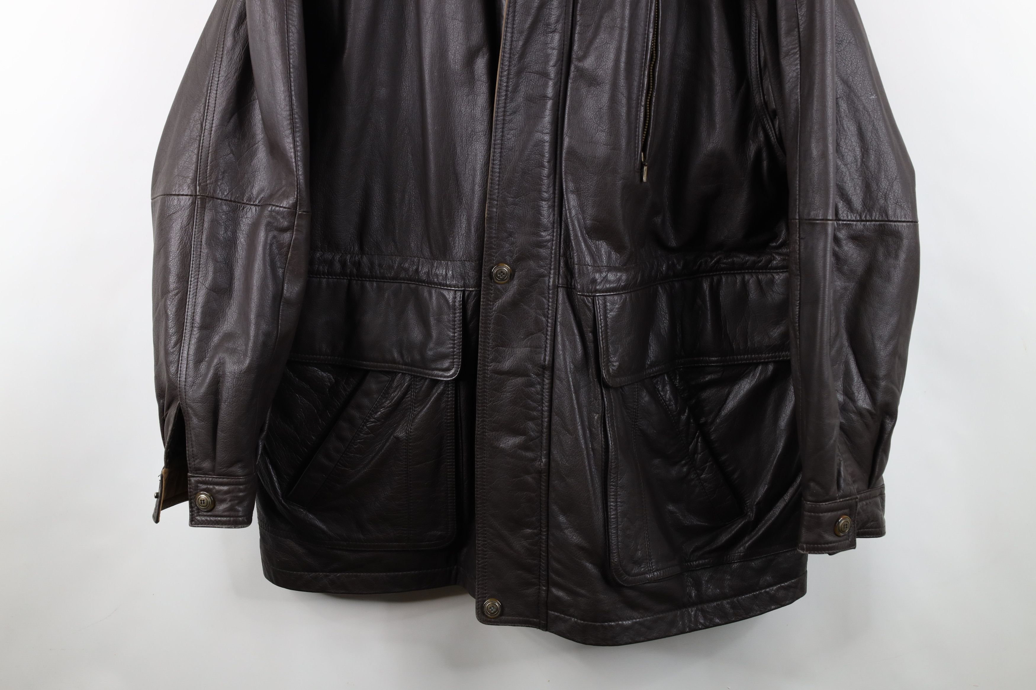 Members Only Vintage 90s Members Only Leather Chore Barn Jacket Brown Size US XL / EU 56 / 4 - 3 Thumbnail