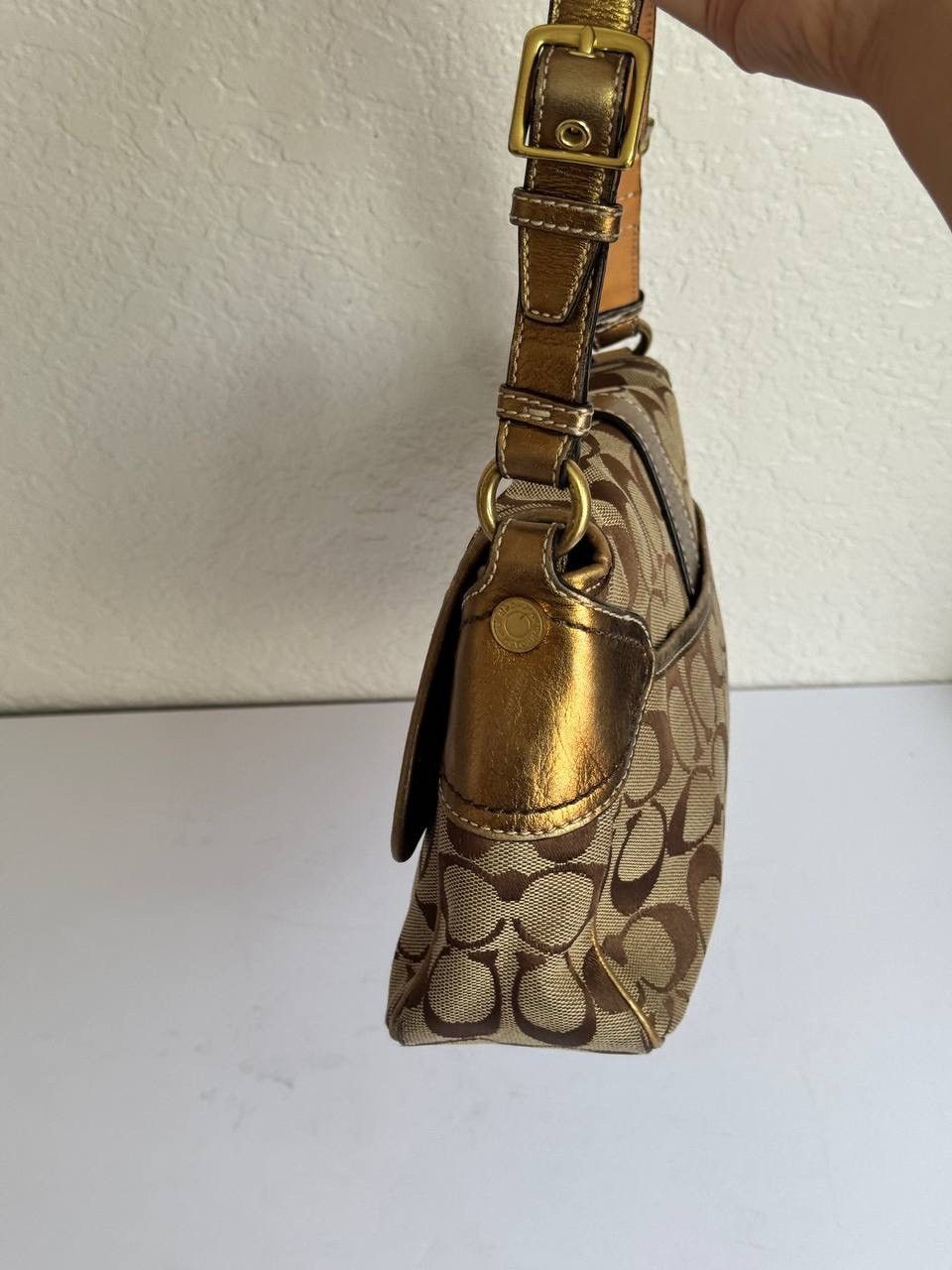 Coach Coach Y2K Signature Monogram Gold Metallic Accents Shoulder Size ONE SIZE - 6 Thumbnail