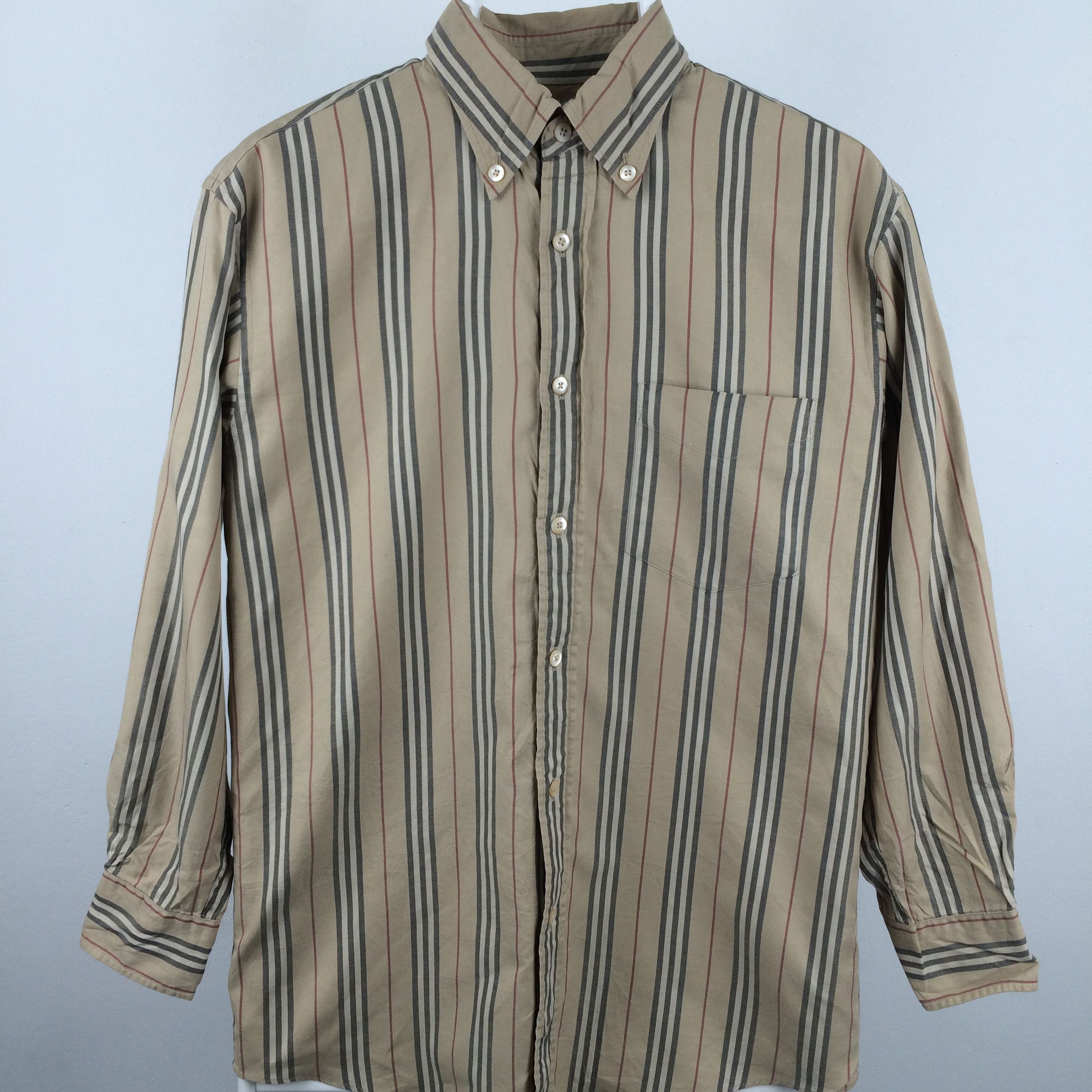 Burberry × Vintage C6 BURBERRY LONDON NOVA CHECK STRIPED SHIRT RARE! Size US M / EU 48-50 / 2 - 2 Thumbnail