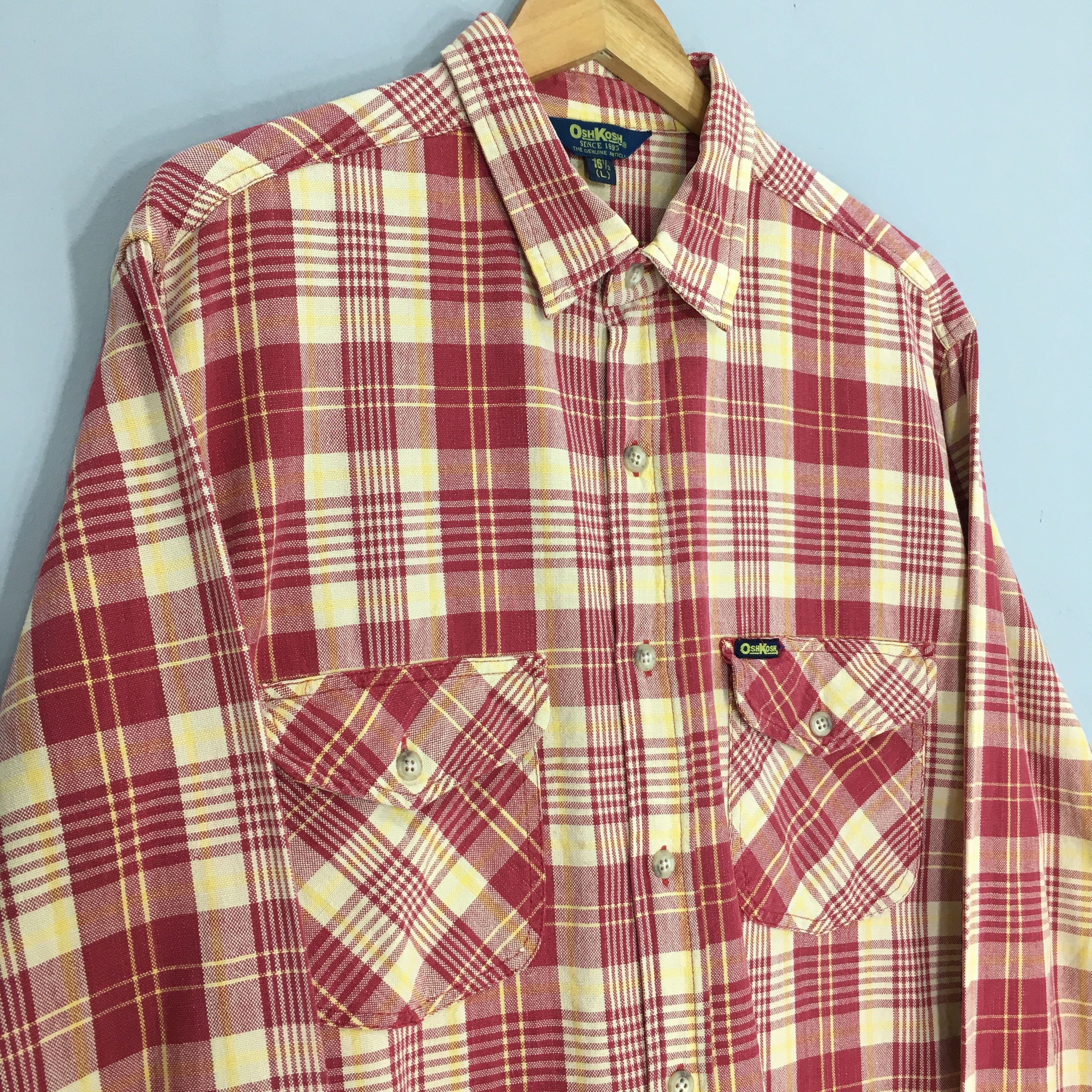 Flannel × Japanese Brand × Vintage Vintage OshKosh B'gosh Checkered Flannel Shirt Large Size US L / EU 52-54 / 3 - 3 Thumbnail