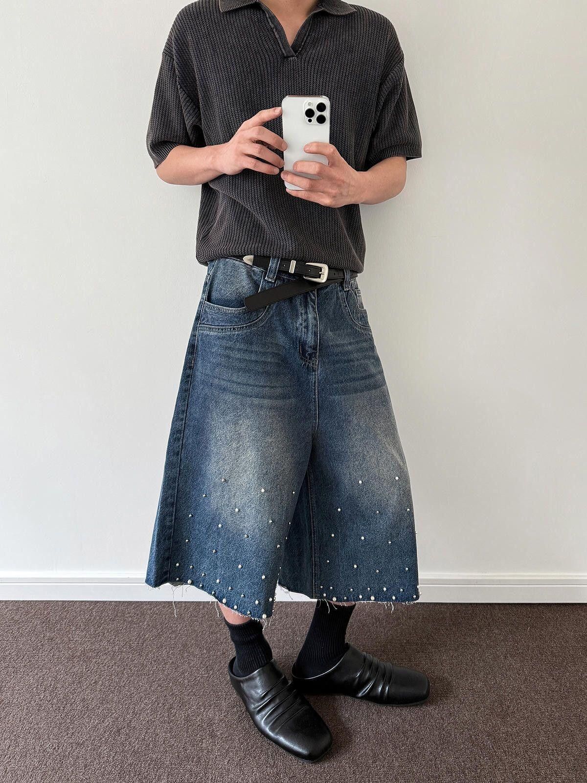 Other Rhinestone Embellished Wide Leg Jorts, Crystal Shorts Size US 33 - 2 Thumbnail