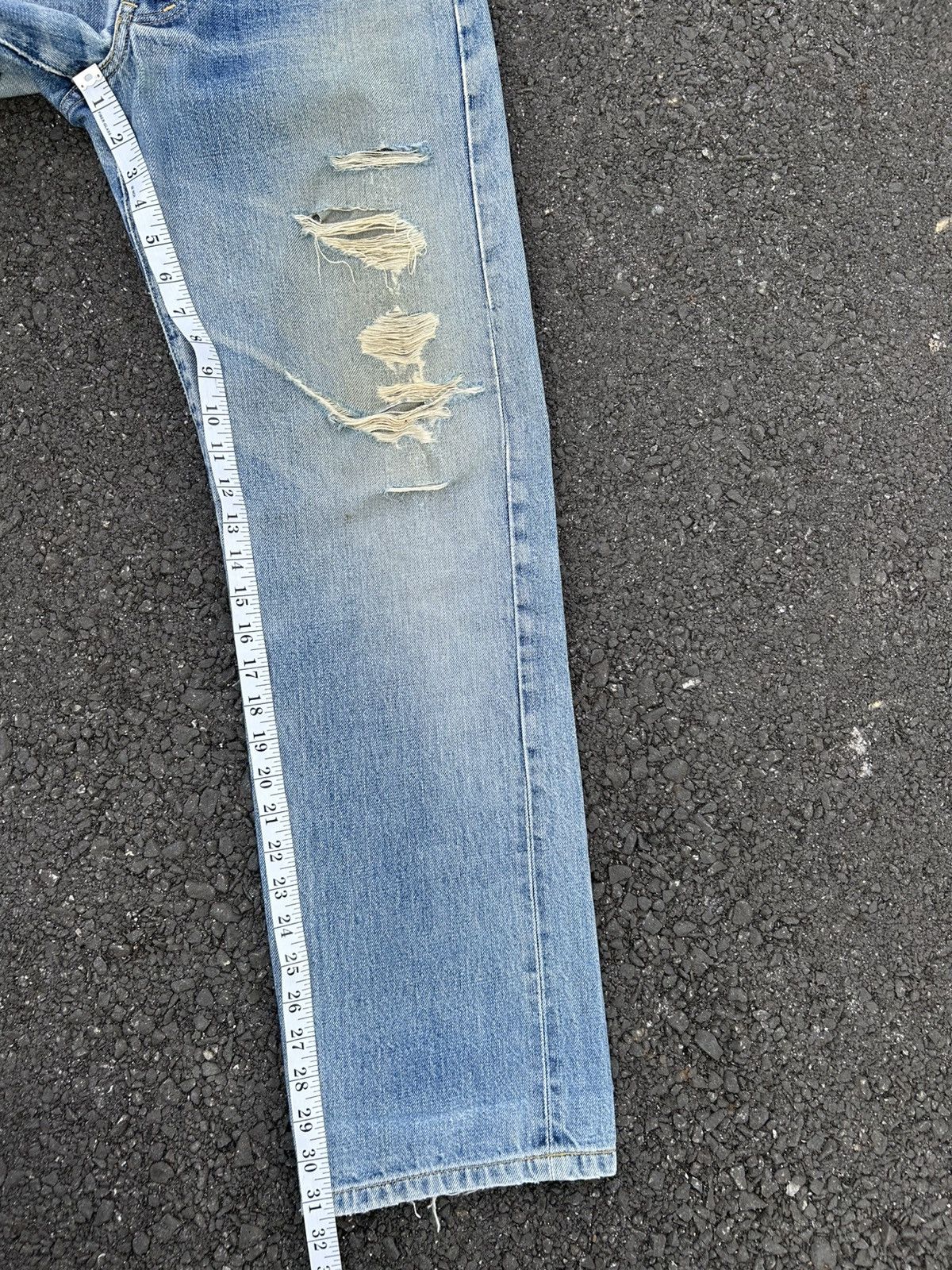 Kapital Thrashed Vintage Levis big E Selvedge Denim Jeans Size US 30 / EU 46 - 23 Thumbnail